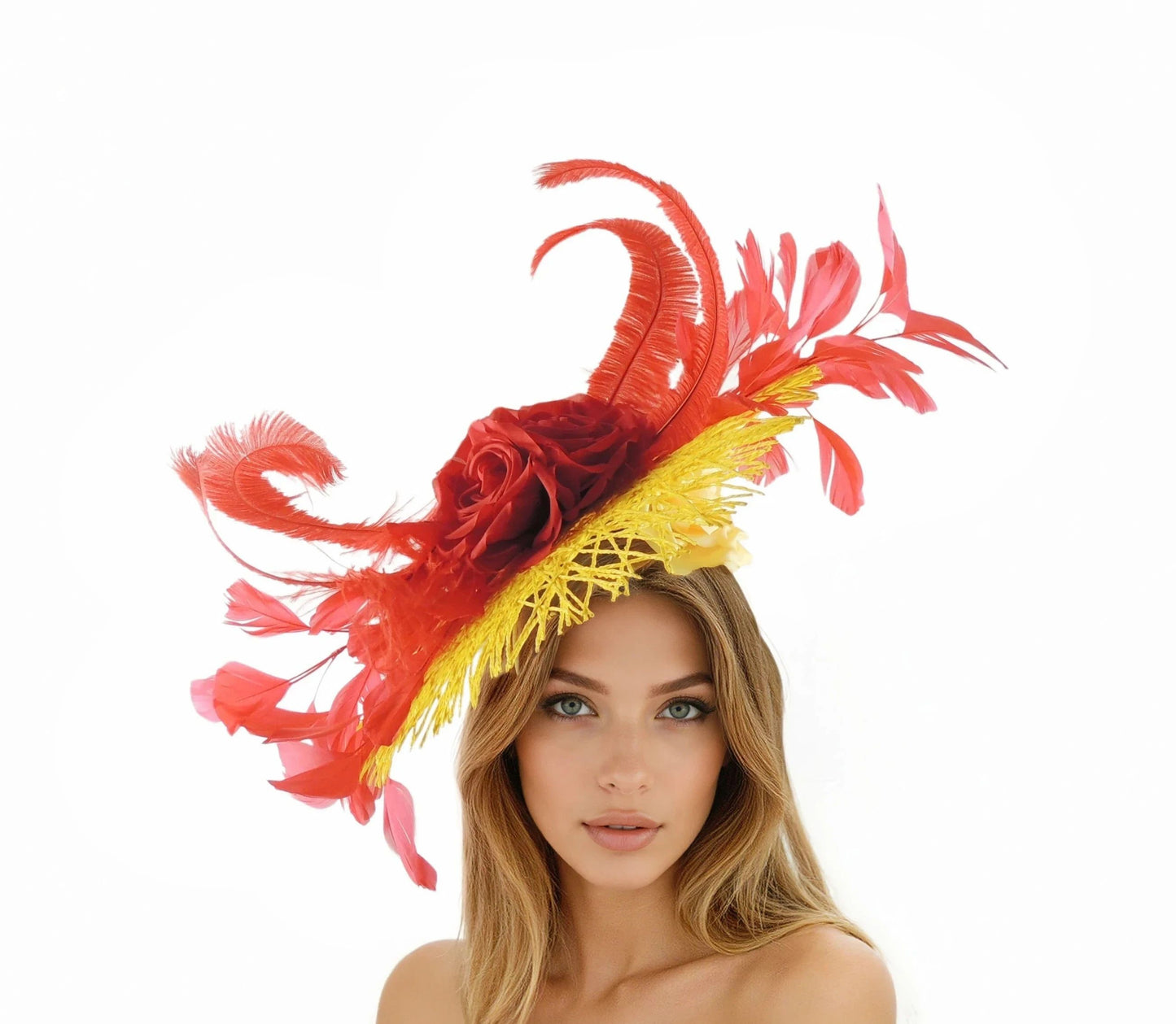 Cordelia – Statement Ascot Feather Fascinator Hat - Hats By Cressida