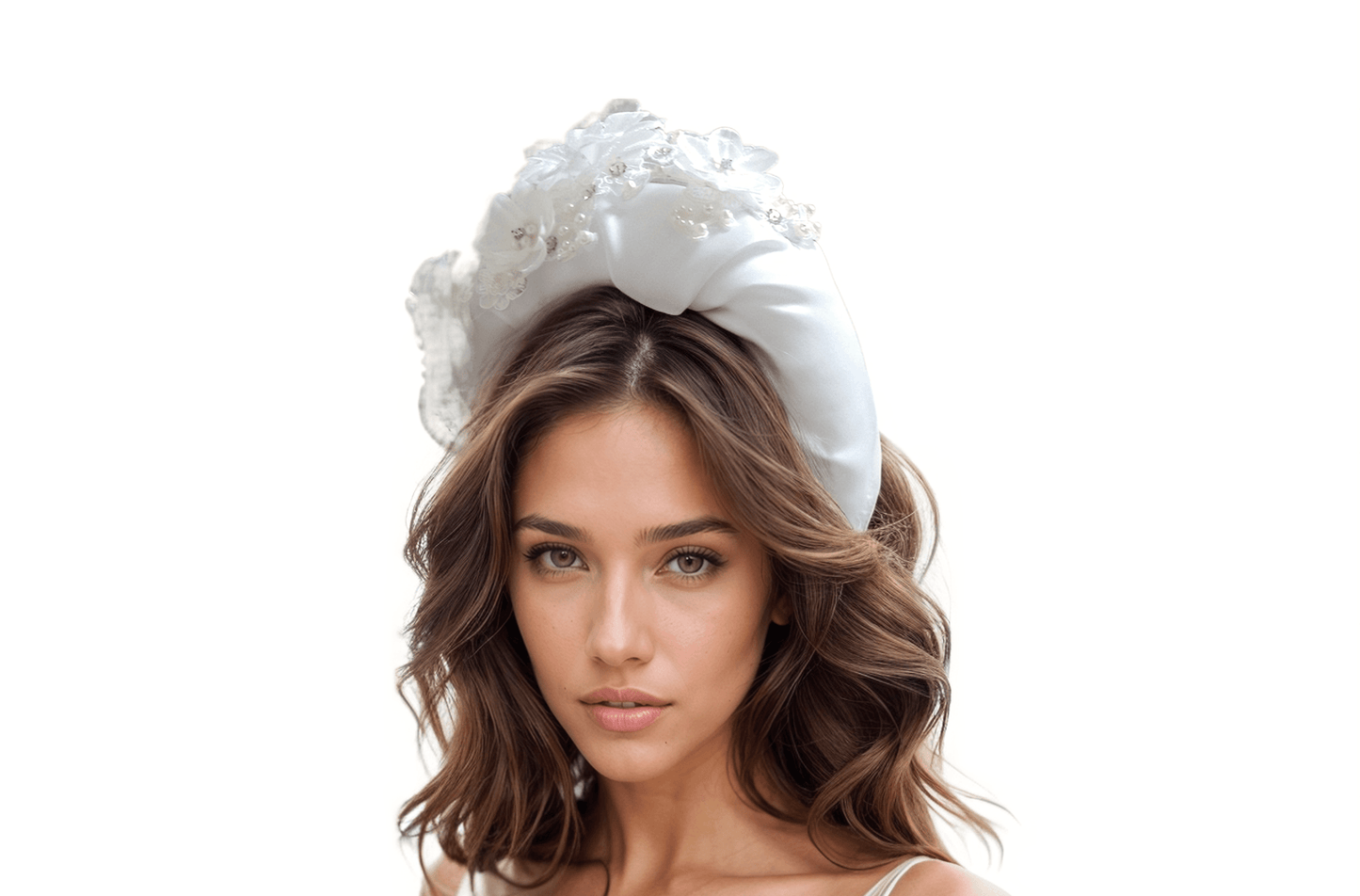 Willow Statement Faux Pearl Floral Extra Wide Puffy Bridal Alice Band