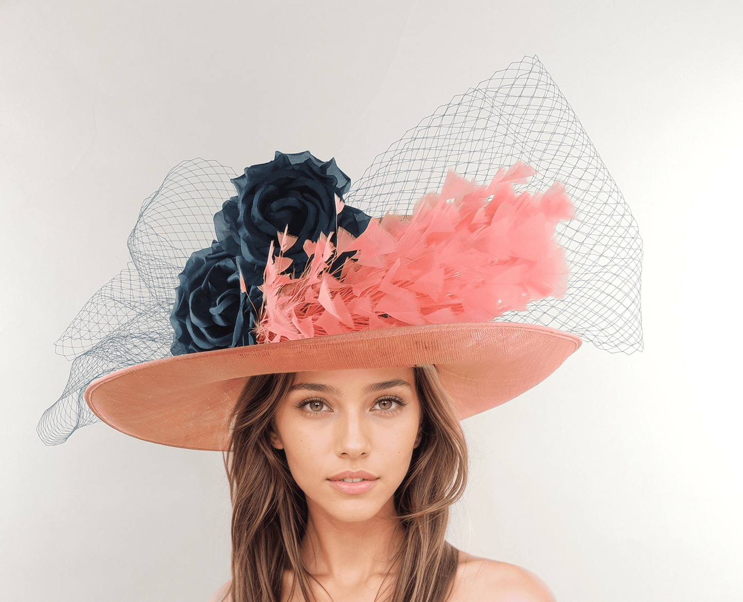 Morgan Wide Brimmed Sinamay Hat for Ladies Day, Horse Racing and Weddings