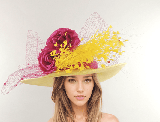 Morgan Wide Brimmed Sinamay Hat for Ladies Day, Horse Racing and Weddings