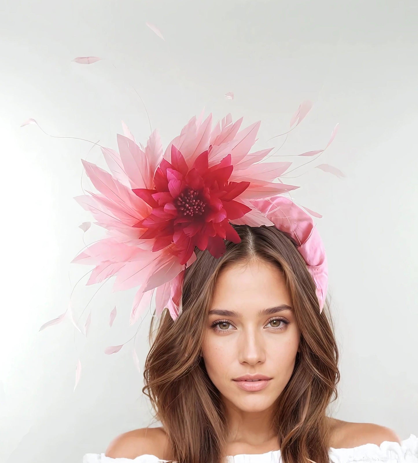 Carina Padded Extra Wide Silk & Feather Headband Fascinator