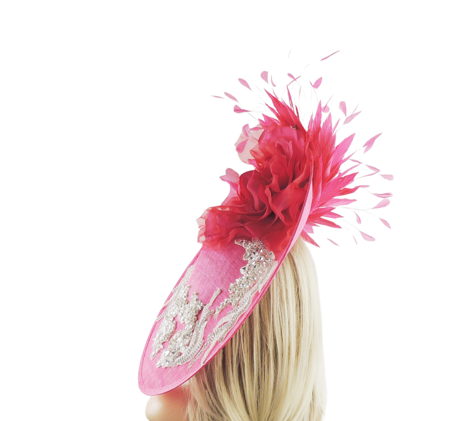 Kat Bespoke Jeweled Crystal Large Saucer Fascinator Hat