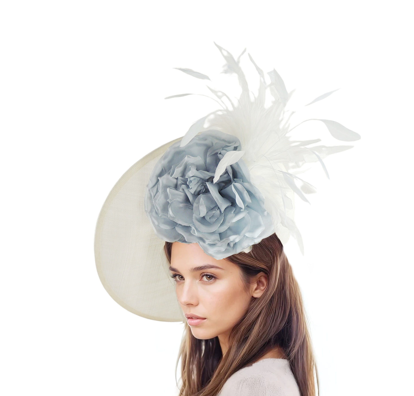 Behati Feather Silk Flower Saucer Fascinator