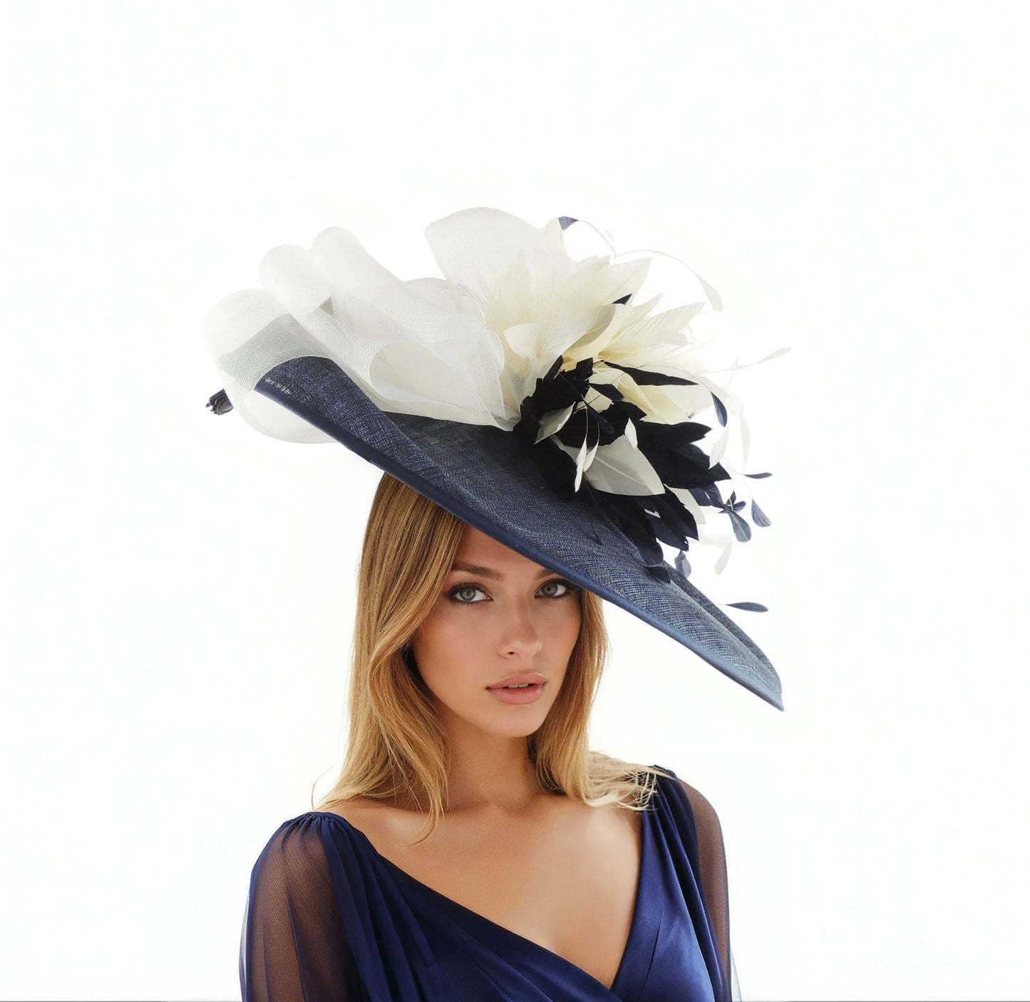 Francesca Wide Brim Feather & Bow Hatinator