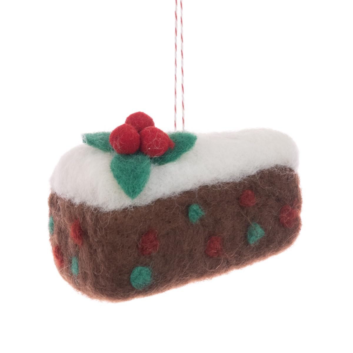 High End Quality Felt Christmas Pudding Cake Hanging Tree Decoration Christmas Tree Decoration Hanging Ornament Bauble Traditional Holiday Decor Gift Xmas Trendy With Holly Berries & Icing Accents - Hats By Cressida