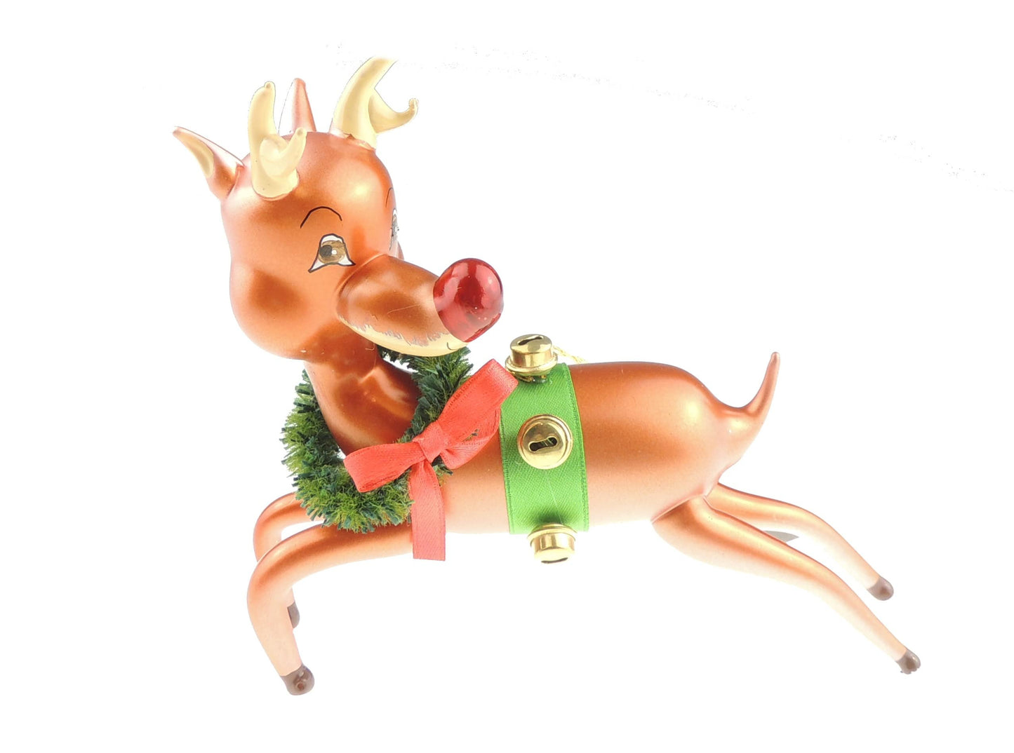 Italian Hand Blown Glass Keepsake Christmas Tree Ornament Bauble Festive Christmas Red Nosed Reindeer - Hats By Cressida