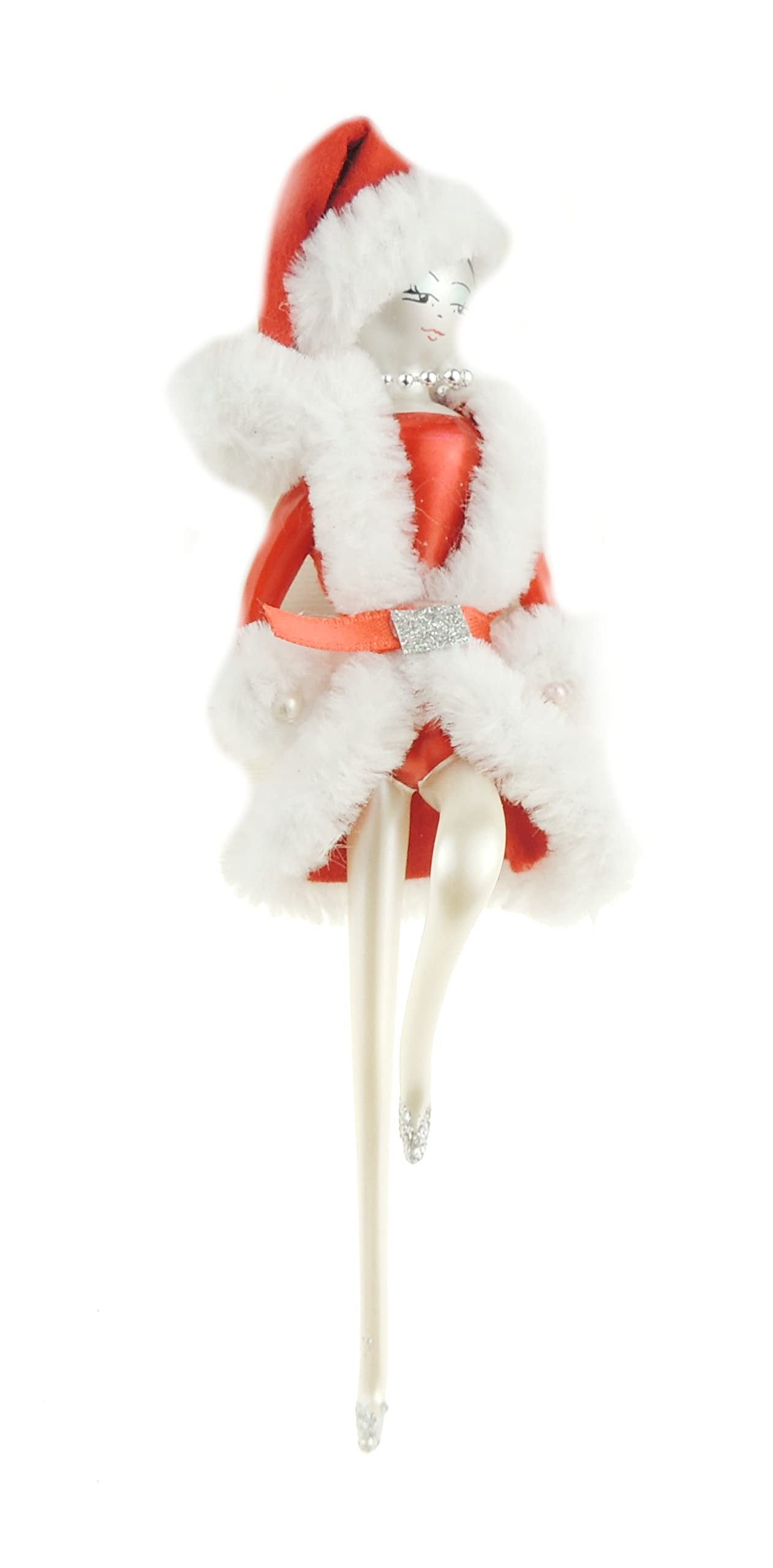 Italian Large Hand Blown Glass Keepsake Christmas Tree Ornament Bauble Red Lady Fairy Santa Dancing Dress - Hats By Cressida