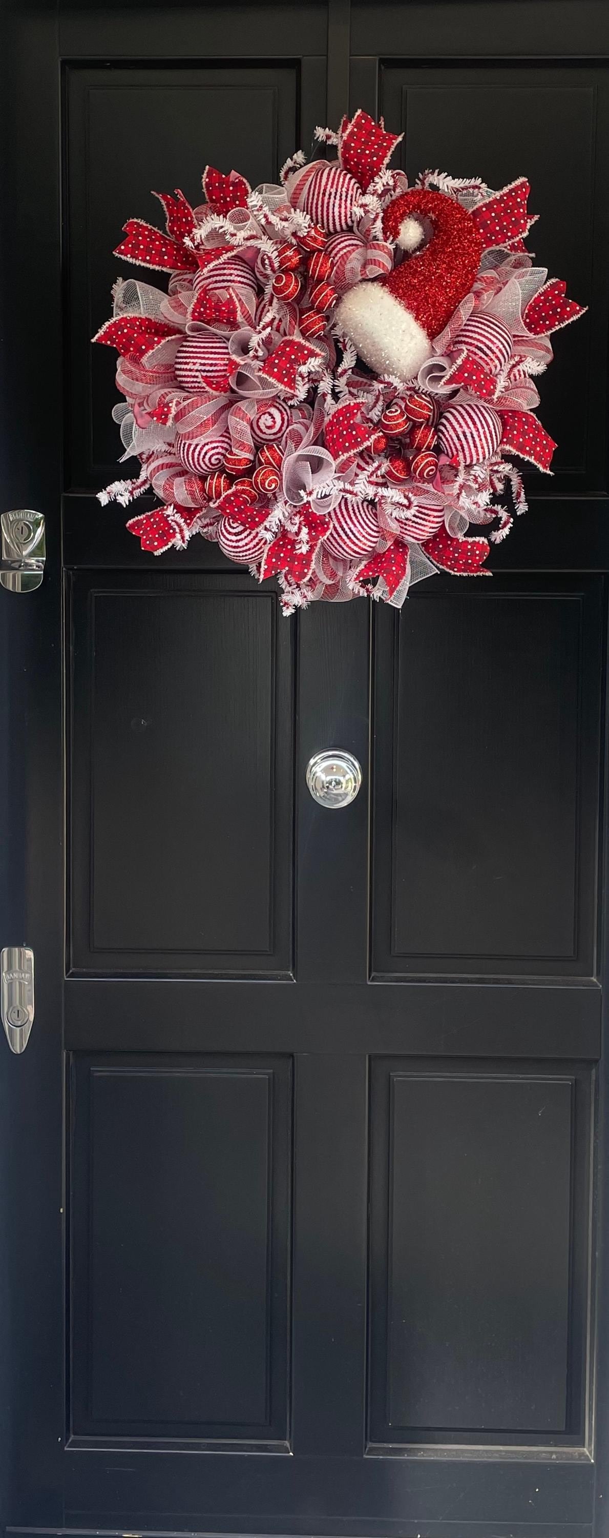 Luxury Christmas Wreath Front Door, Luxury Home Decorations, Red White Xmas, Winter Mantle Decor, Holiday wreath,Advent wreath,Holiday Swag - Hats By Cressida
