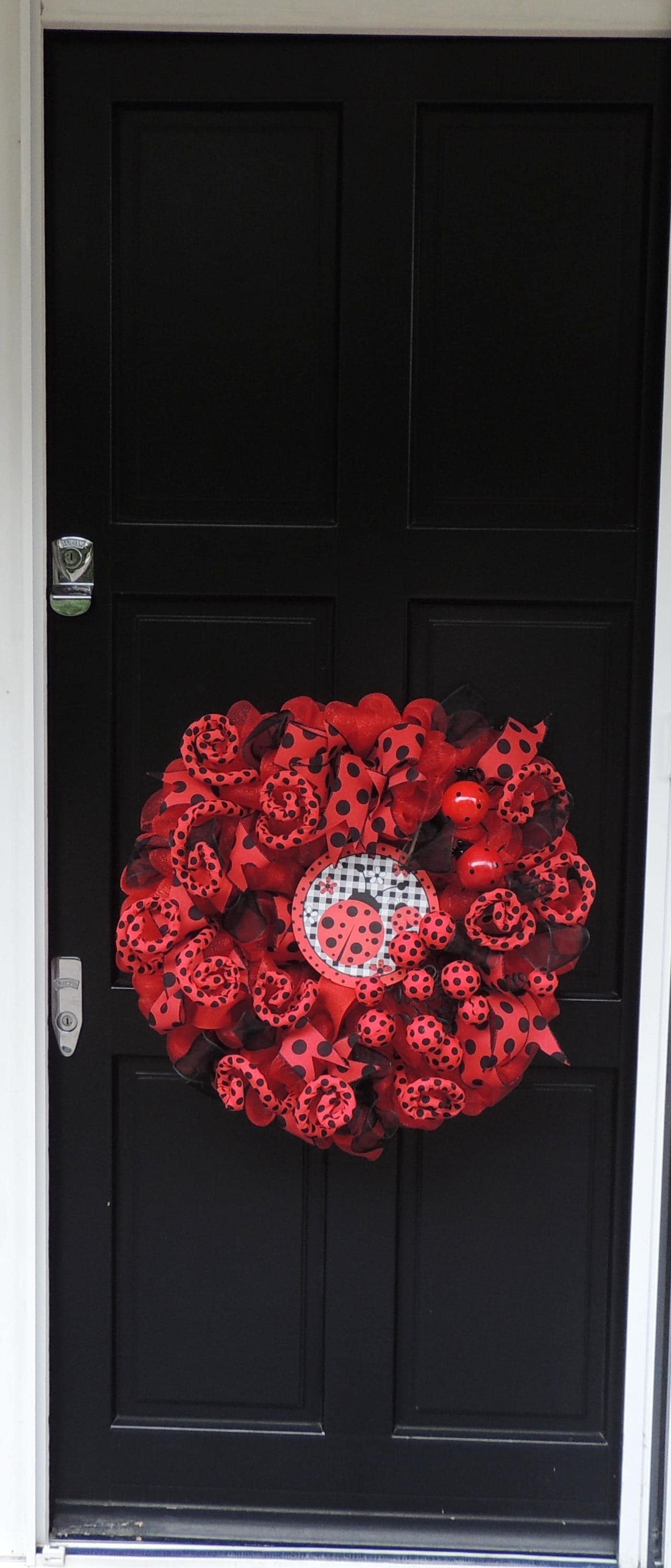 Luxury Ladybug Large Front Door Wreath Summer Decor Hanger Wall Decoration Housewarming Gift Farmhouse Rustic Everyday Polka Dot - Hats By Cressida