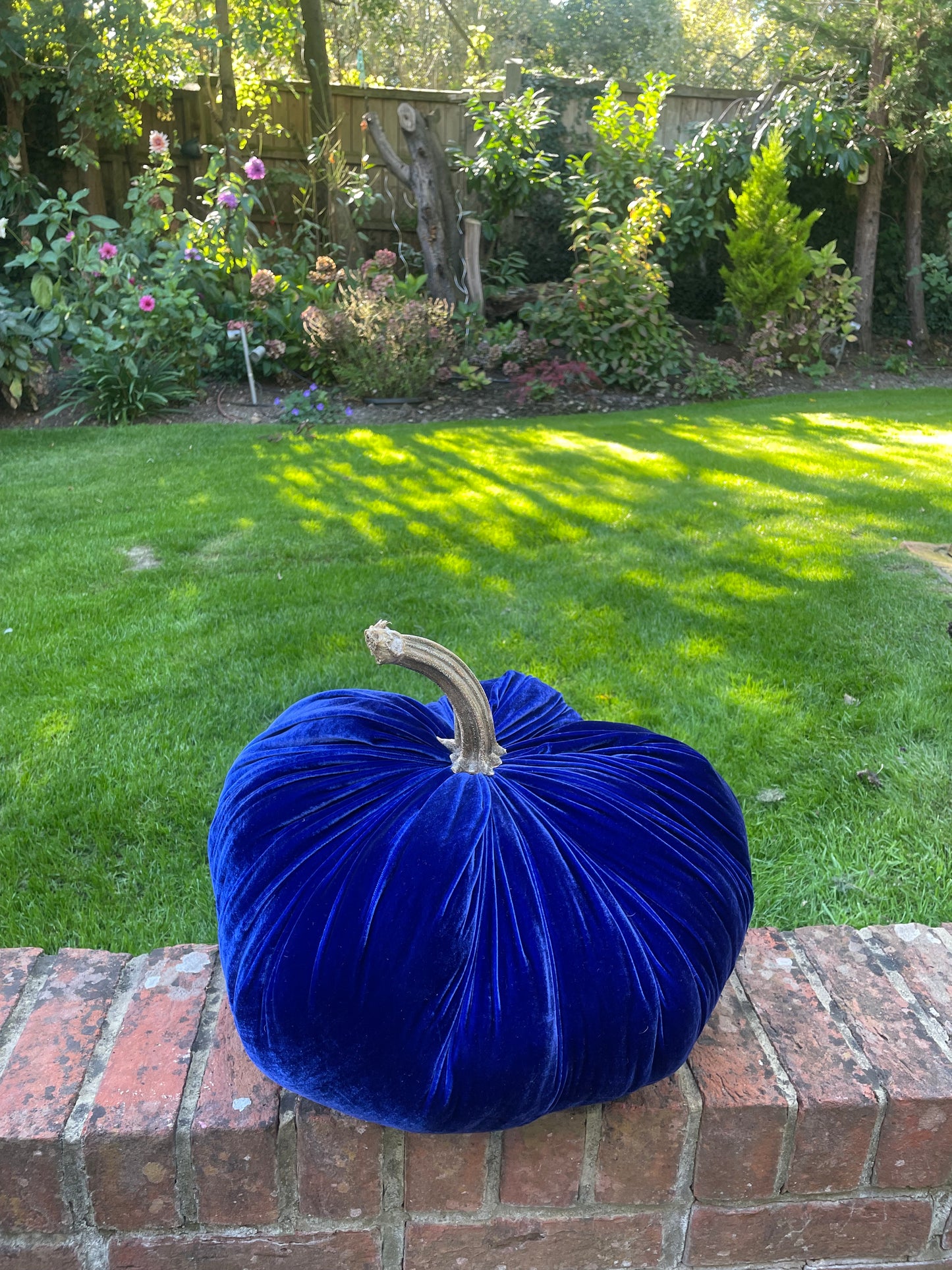 Jumbo XXL Silk Velvet Pumpkin with Real Stem