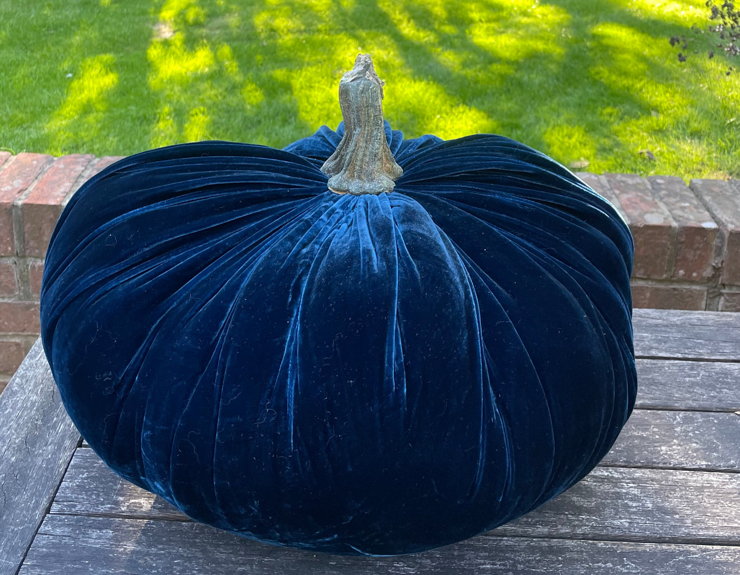 Extra Large Silk Velvet Luxe Pumpkin with Real Stem