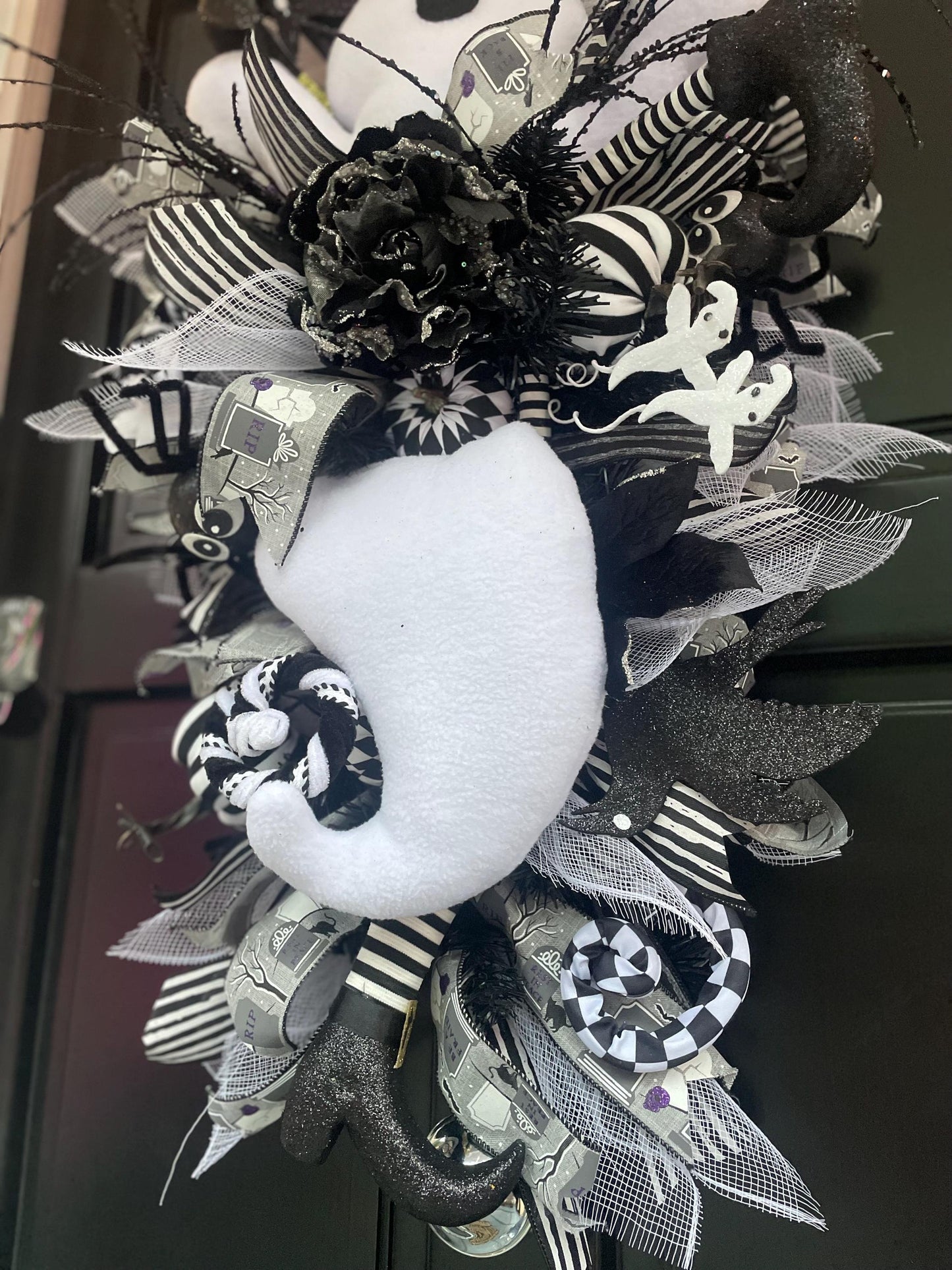 XL Ghost Fall Halloween Front Door Wreath Luxury Teardrop Rustic Wall Porch Hanger House Home Decor Decorations Spooky Ghoul Glam Boho - Hats By Cressida