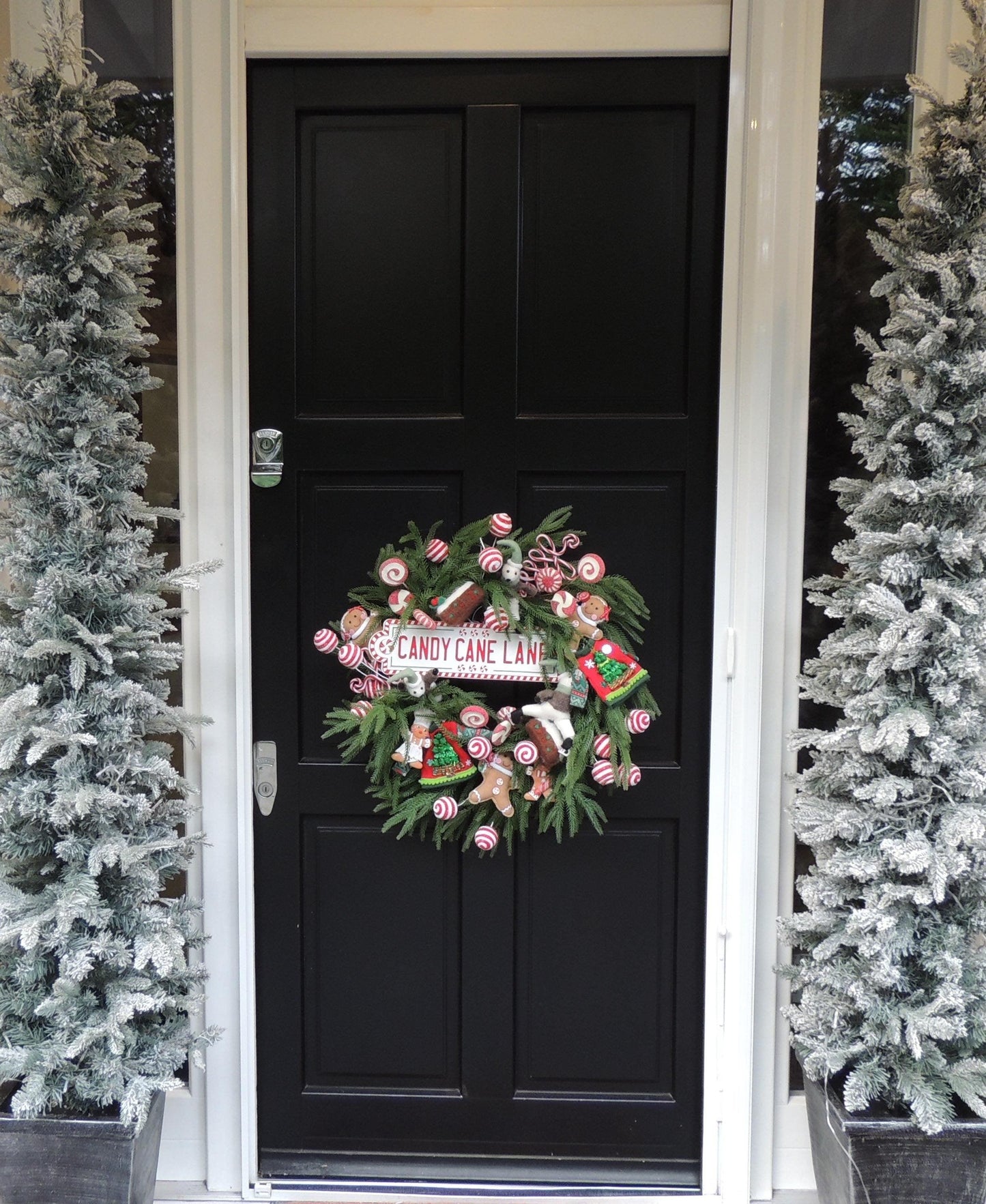 Luxury Candy Cane Red White Green Christmas Wreath Front Door Luxury Home Decorations Xmas Winter Mantle Decor Holiday Wreath Advent Swag