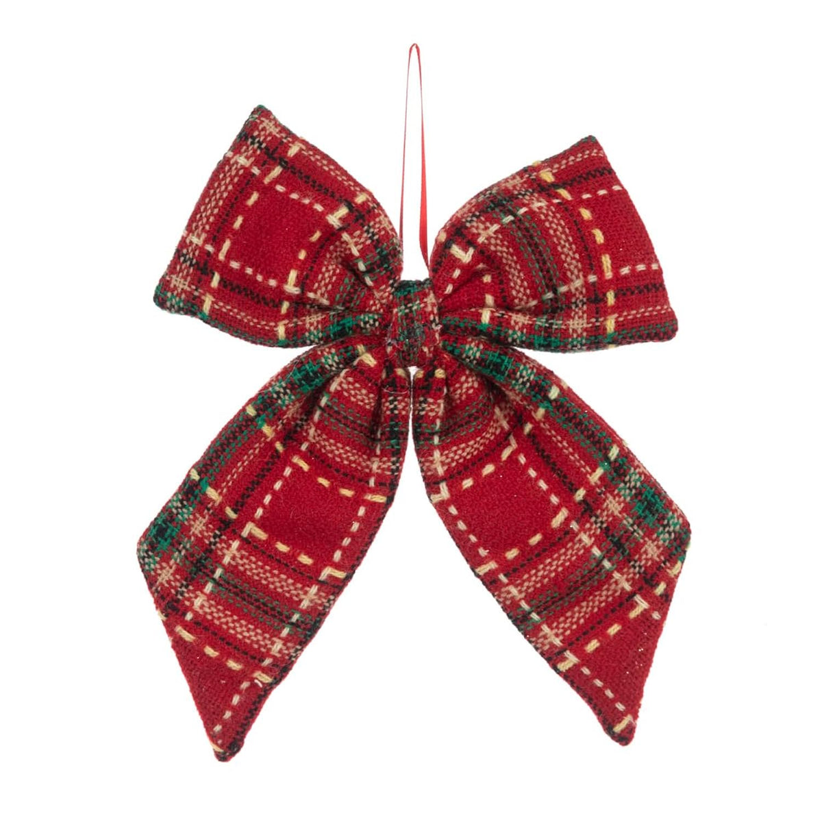 Small Red Tartan Plaid Bow Christmas Tree Decoration Ornament