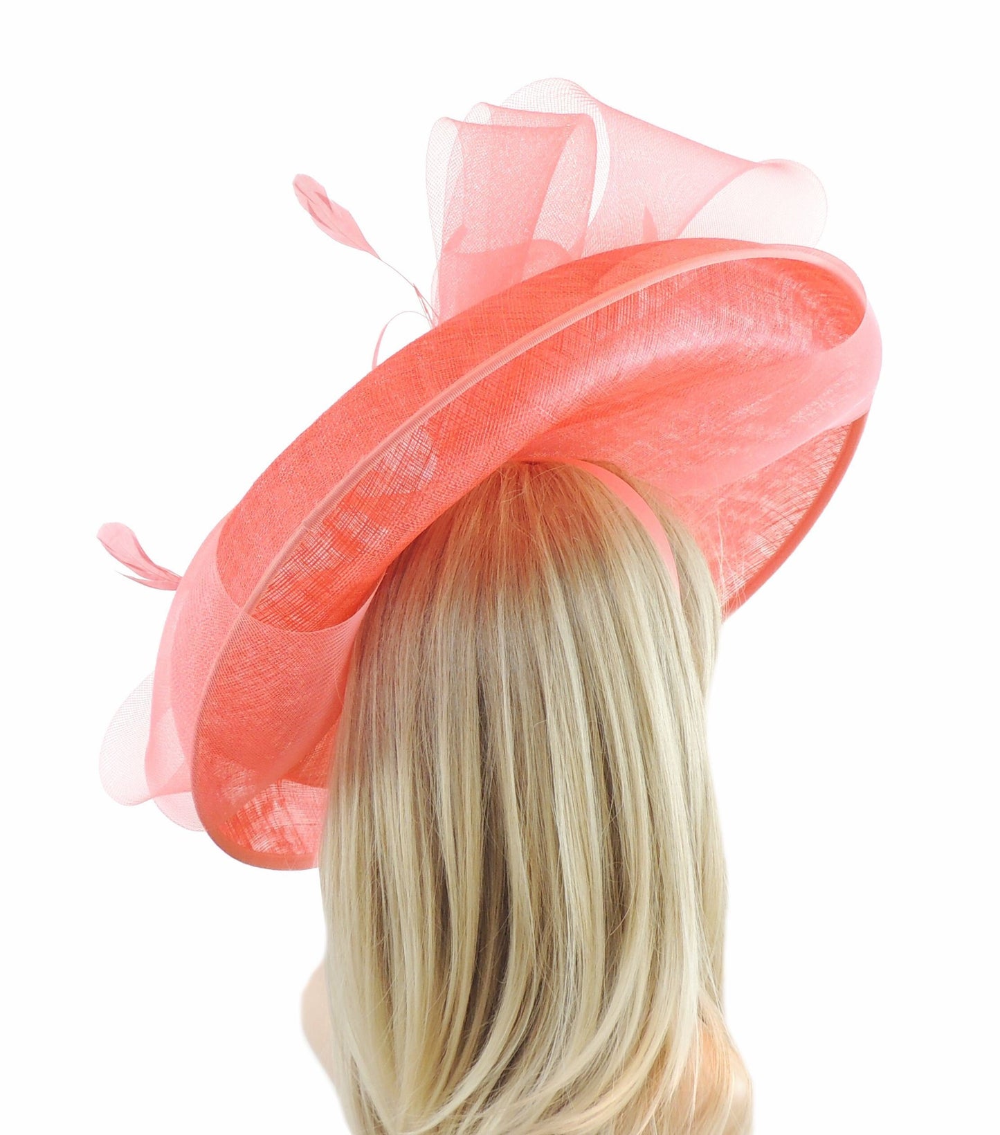 Coral Pink Hatinator Fascinator Royal Ascot Kentucky Derby Melburne Cup Weddings Cocktail Tea Party Ladies Day Headpiece Headwear Hat SALE