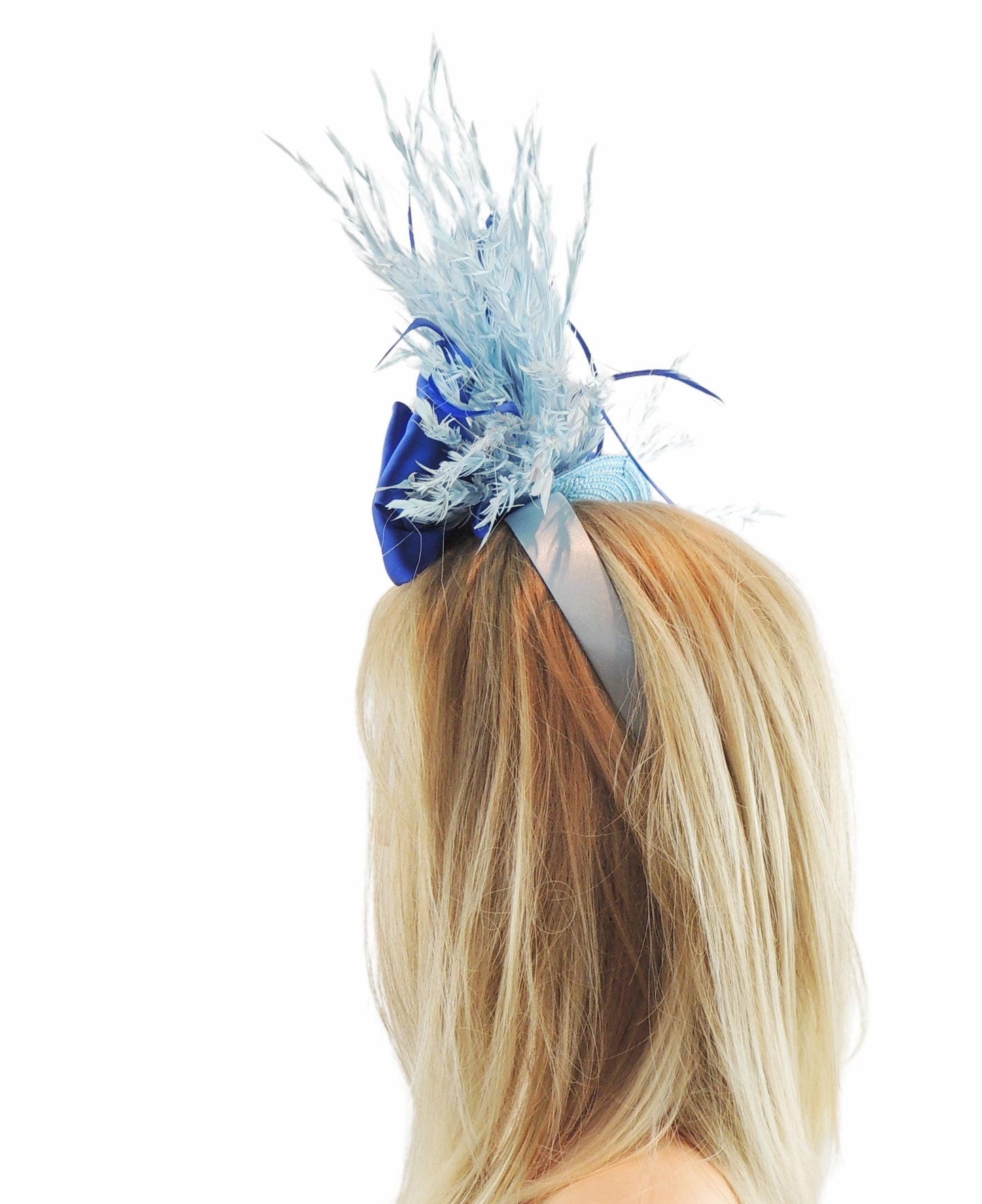 Royal Baby Blue Bow Kentucky Derby Royal Ascot Fascinator Hat Big Bow Garden Tea Party Wedding Headband Cocktail Statement Headpiece Races