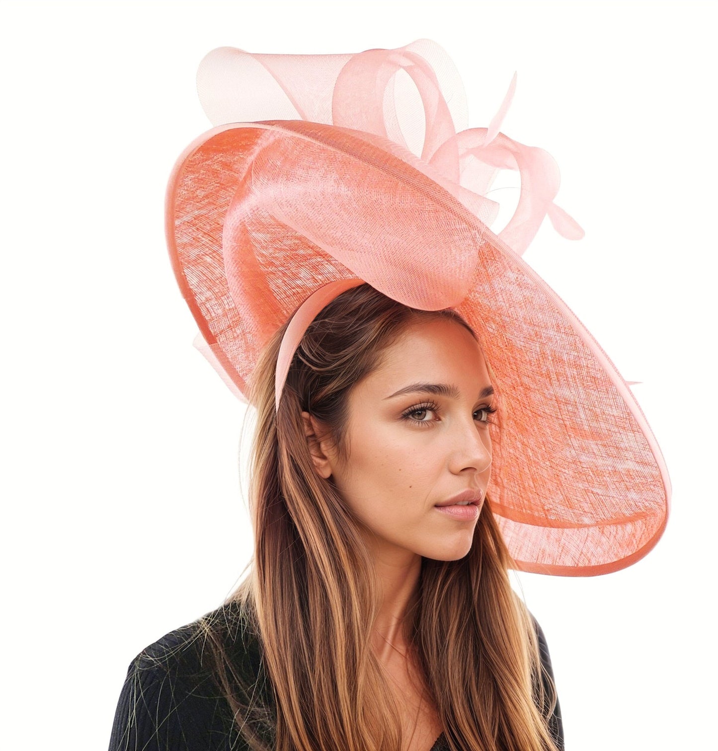 Coral Pink Hatinator Fascinator Royal Ascot Kentucky Derby Melburne Cup Weddings Cocktail Tea Party Ladies Day Headpiece Headwear Hat SALE