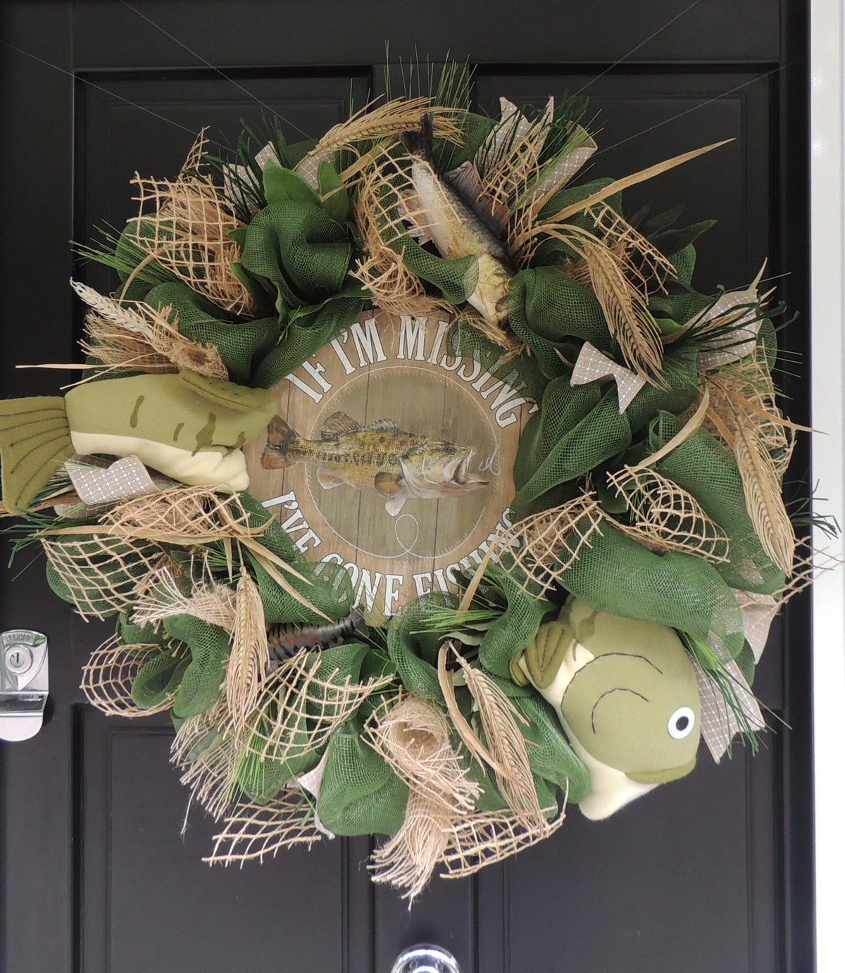 Oversized Fishing Wreath 70cm | Lake House, Cabin & Fisherman Front Door Decor