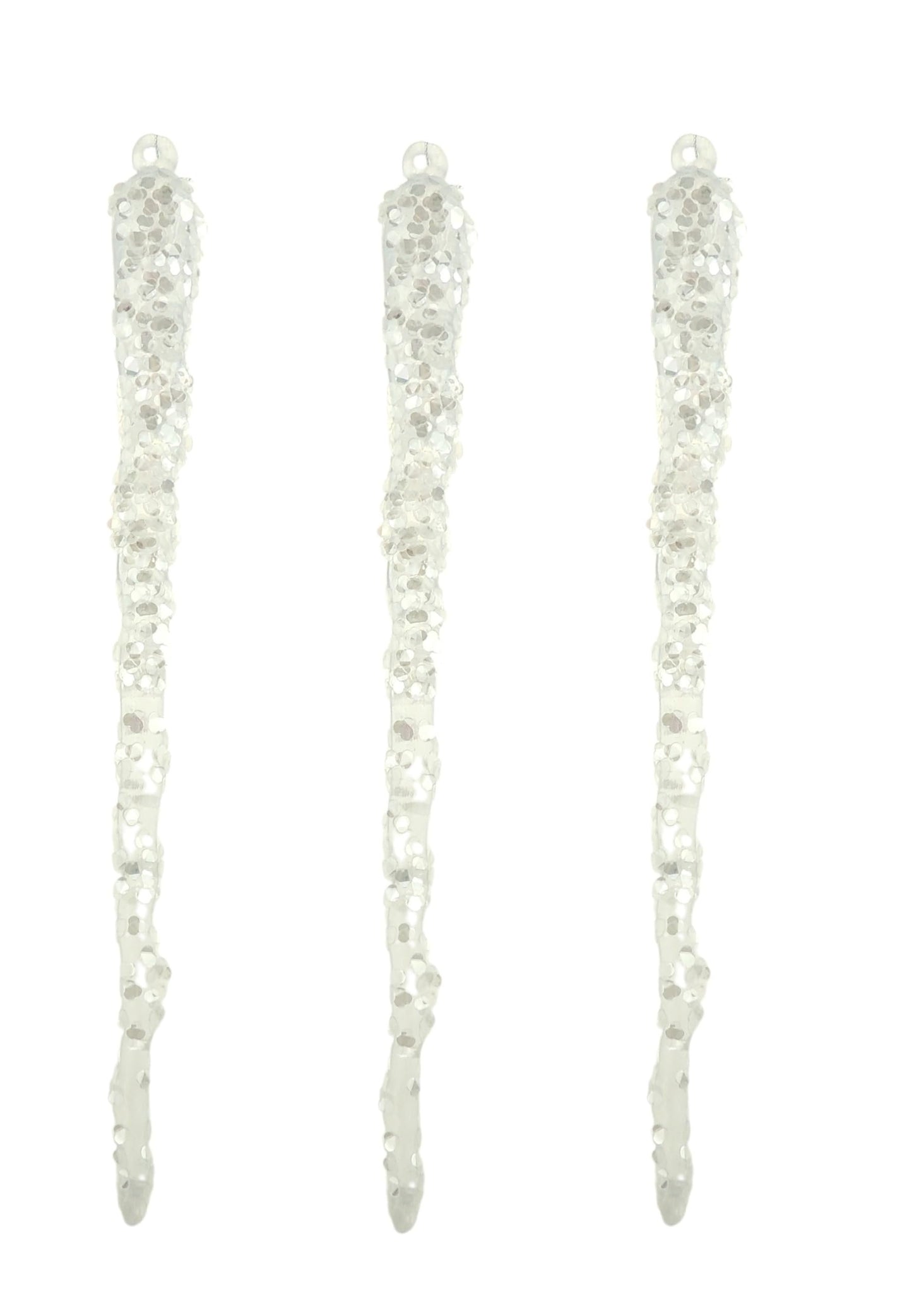 Set of 3 Sparkly 28cm Long Icicle Theme Ornamnet Hanging Christmas Tree Bauble Ornament Outdoor Indoor Xmas Decor Home Decoration