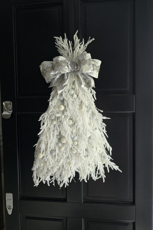 Large Luxury Christmas Tree Wreath Elegant Front Door Home Decorations White Xmas Winter Mantle Decor Porch Holiday Swag Designer Unique