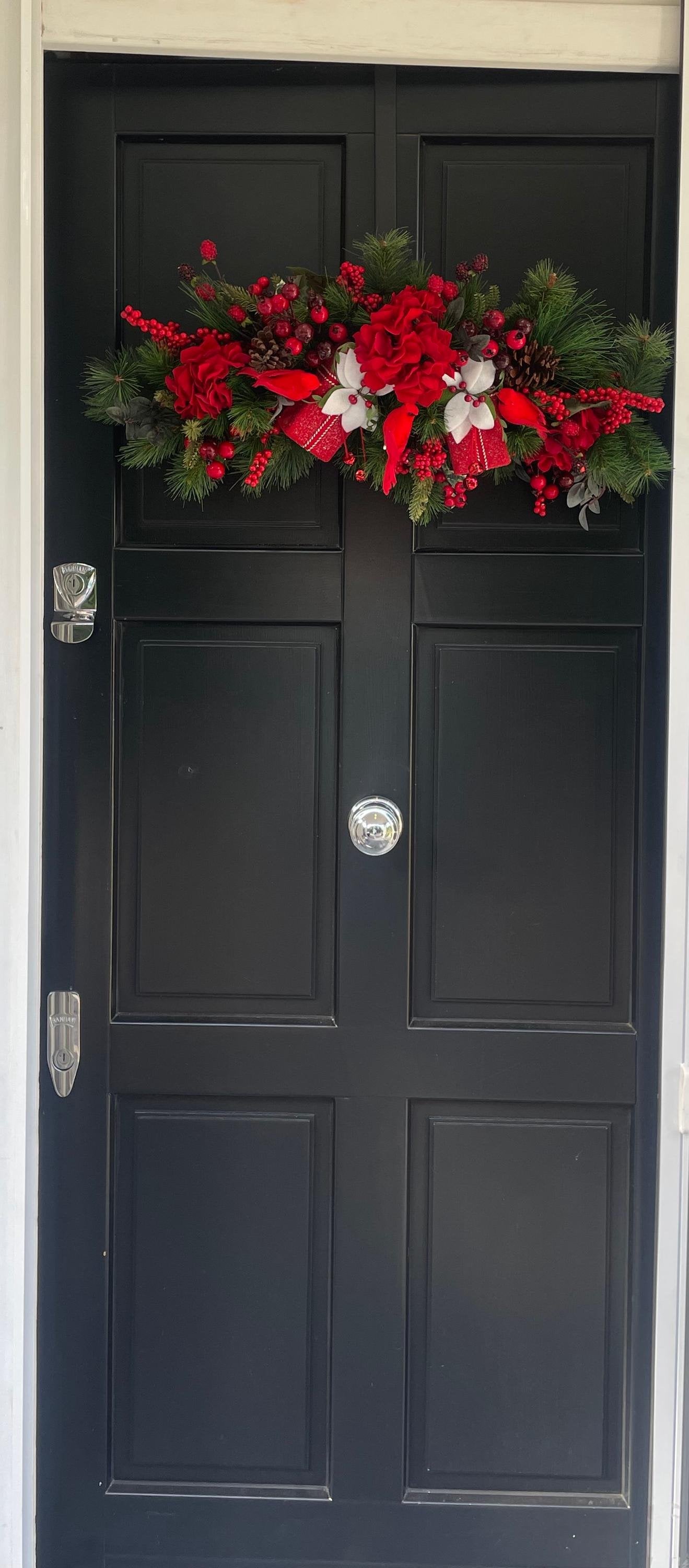 Traditional Red Green Christmas Wreath Front Door Luxury Home Decorations Xmas Winter Mantle Decor Holiday Wreath Advent Swag Xmas Farmhouse