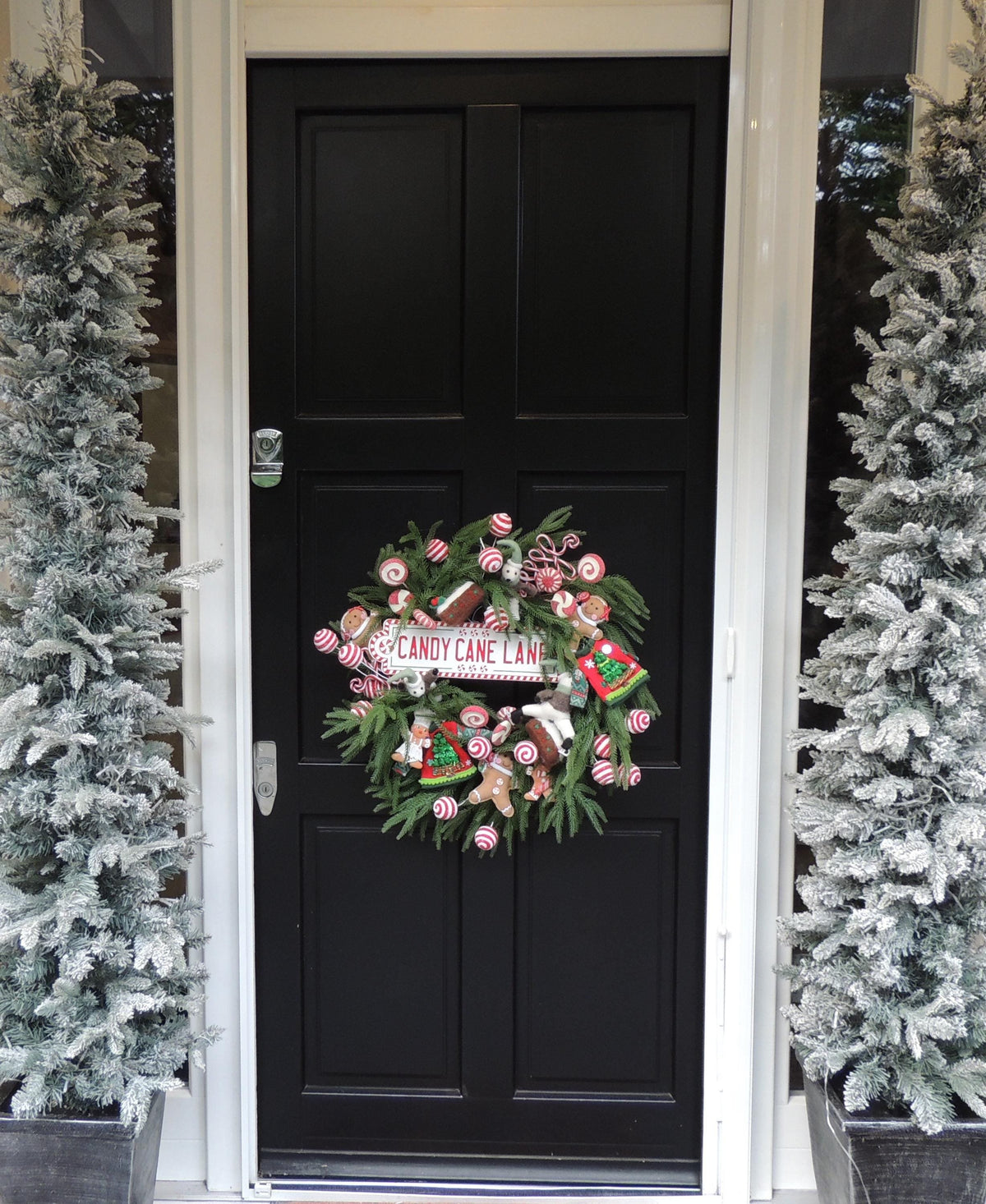 Candy Cane Lane Christmas Wreath 60cm | Gingerbread & Peppermint Front Door Wreath
