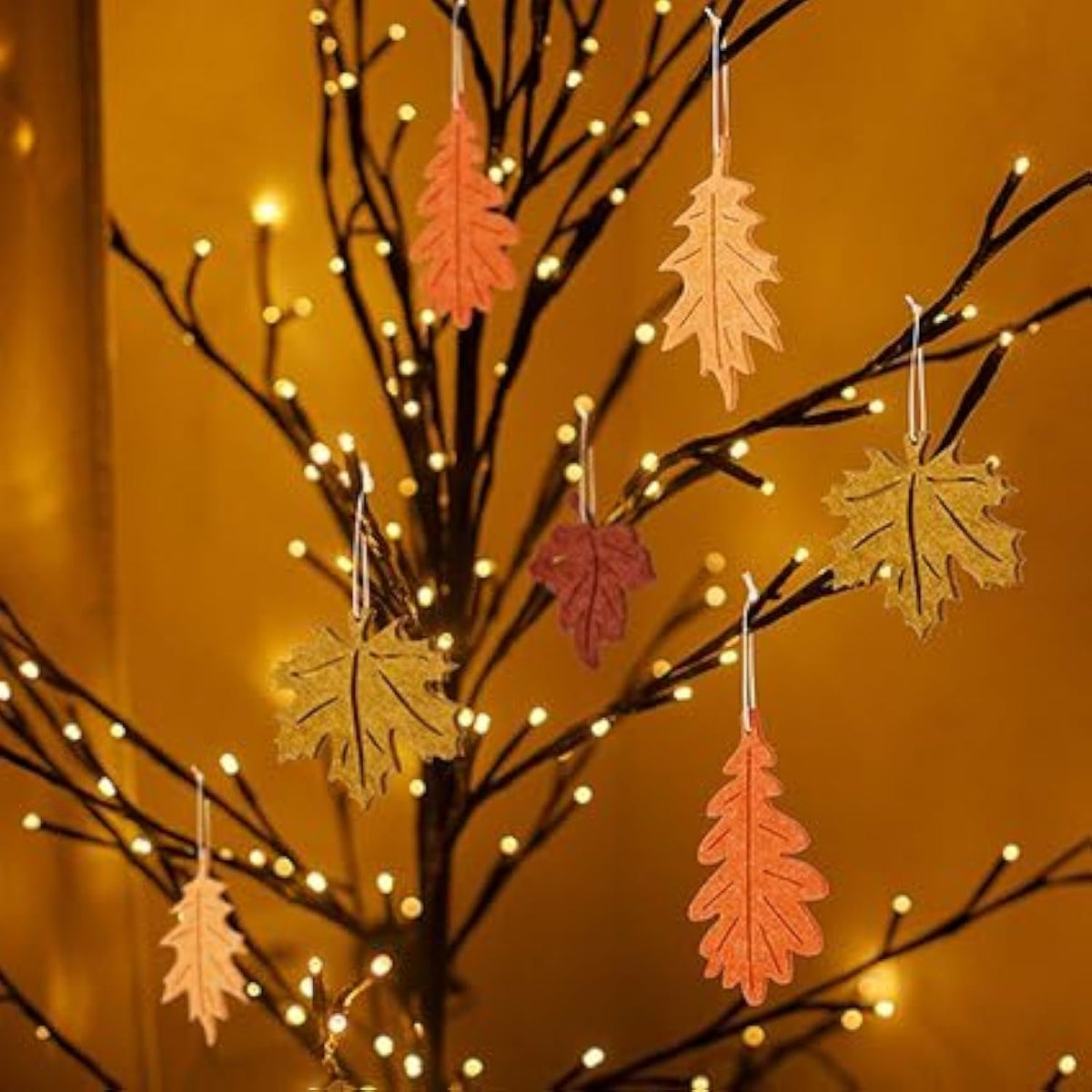 Autumnal Fall Felt Leaf Hanging Ornaments Set of 4