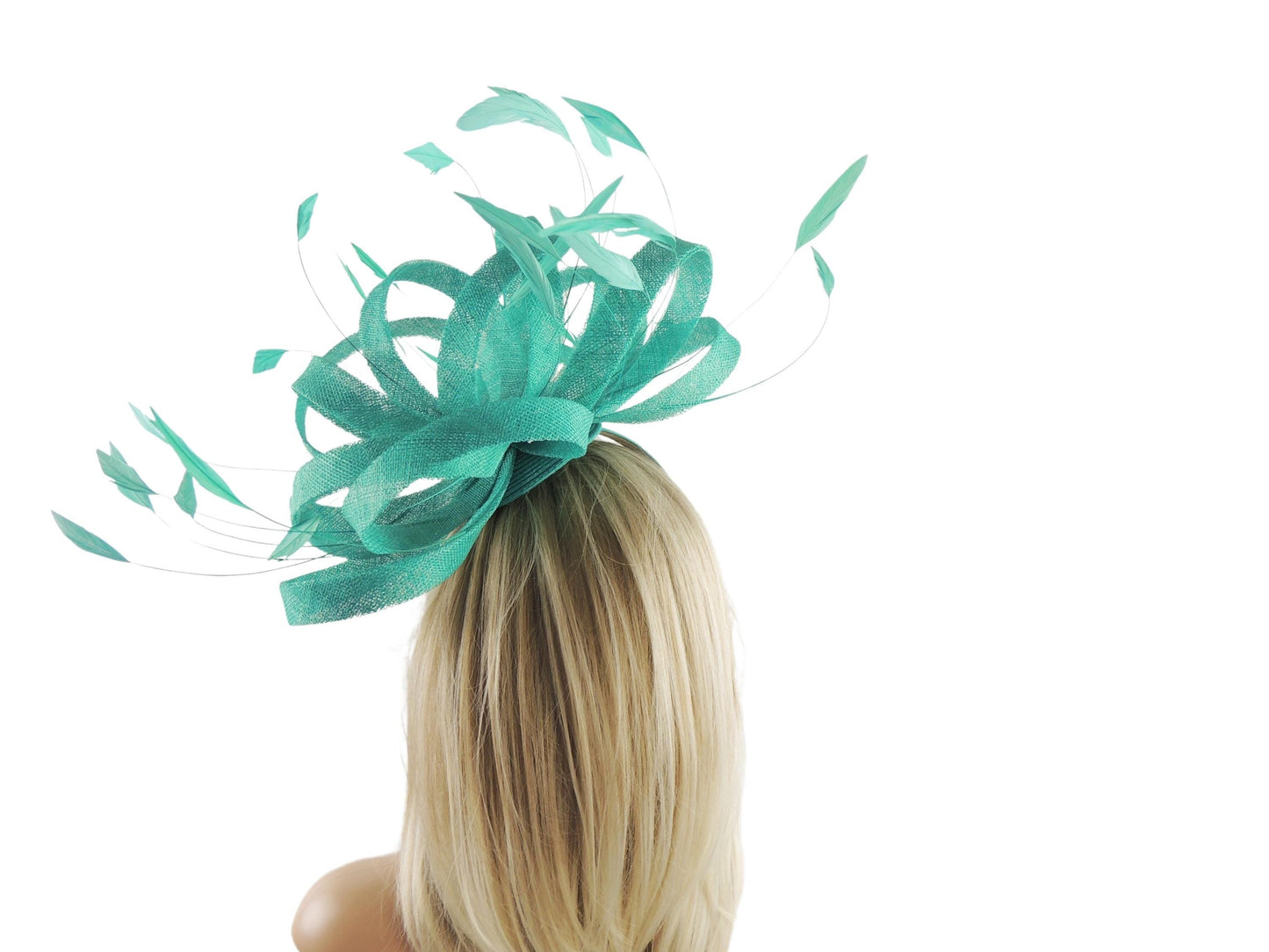 Large Jade Green Apple Feather Statement Fascinator Hatinator Kentucky Derby Oaks Ladies Ascot Weddings Cocktail Party Headpiece Hat SALE