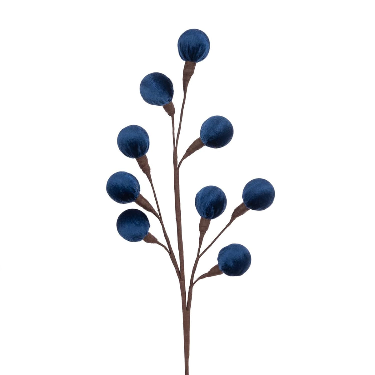 Large Velvet Ball Christmas Tree Pick Stem Navy Blue 58cm