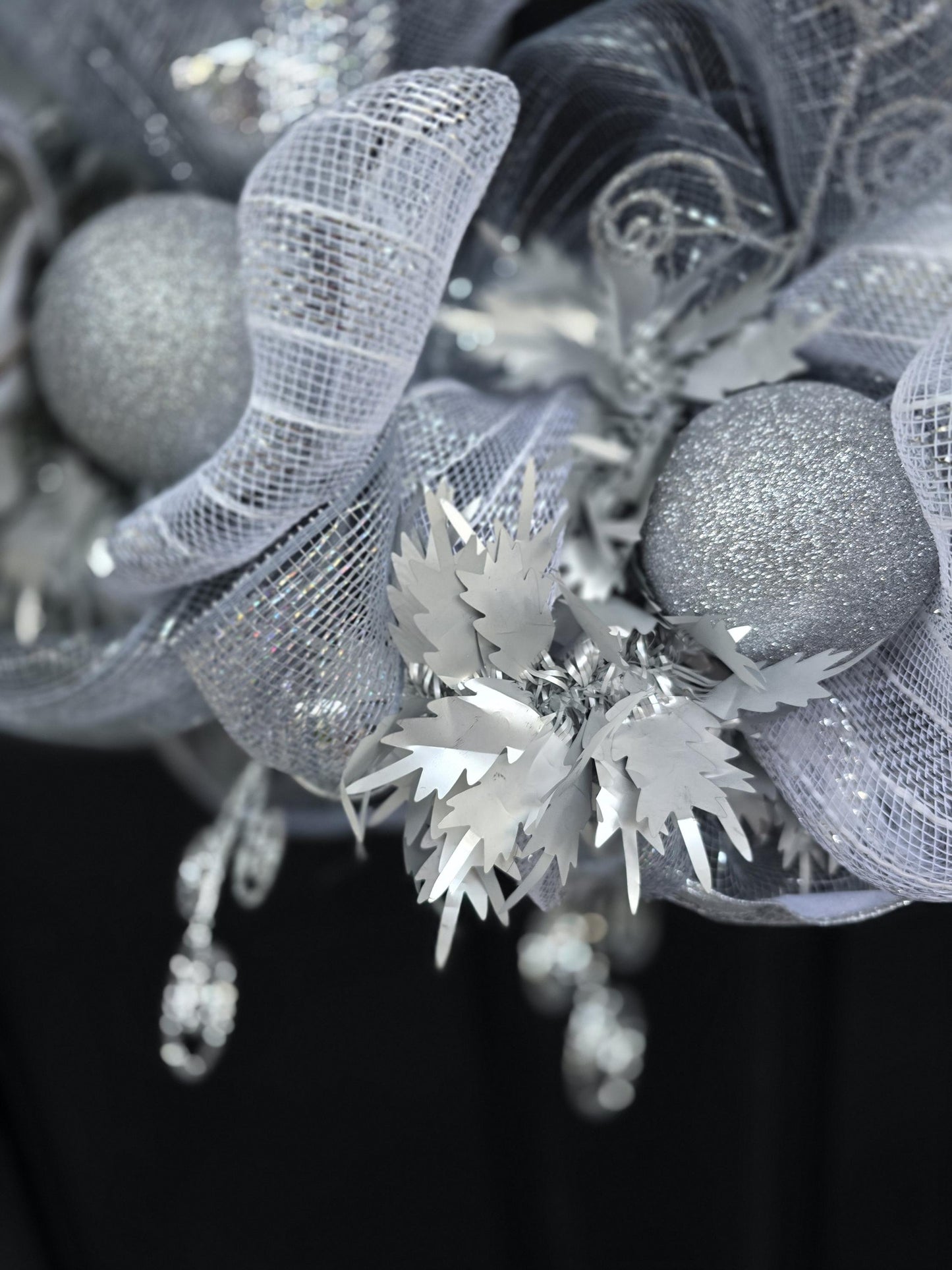 Silver Luxury Christmas Wreath Front Door Luxury Home Decorations Xmas Winter Mantle Decor Holiday Wreath Advent Swag Silver Theme