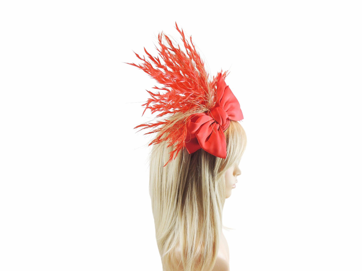 Red Kentucky Derby Royal Ascot Fascinator Hat Big Bow Mad Hatter Garden Tea Party Wedding Headband Cocktail Statement Headpiece Races Formal