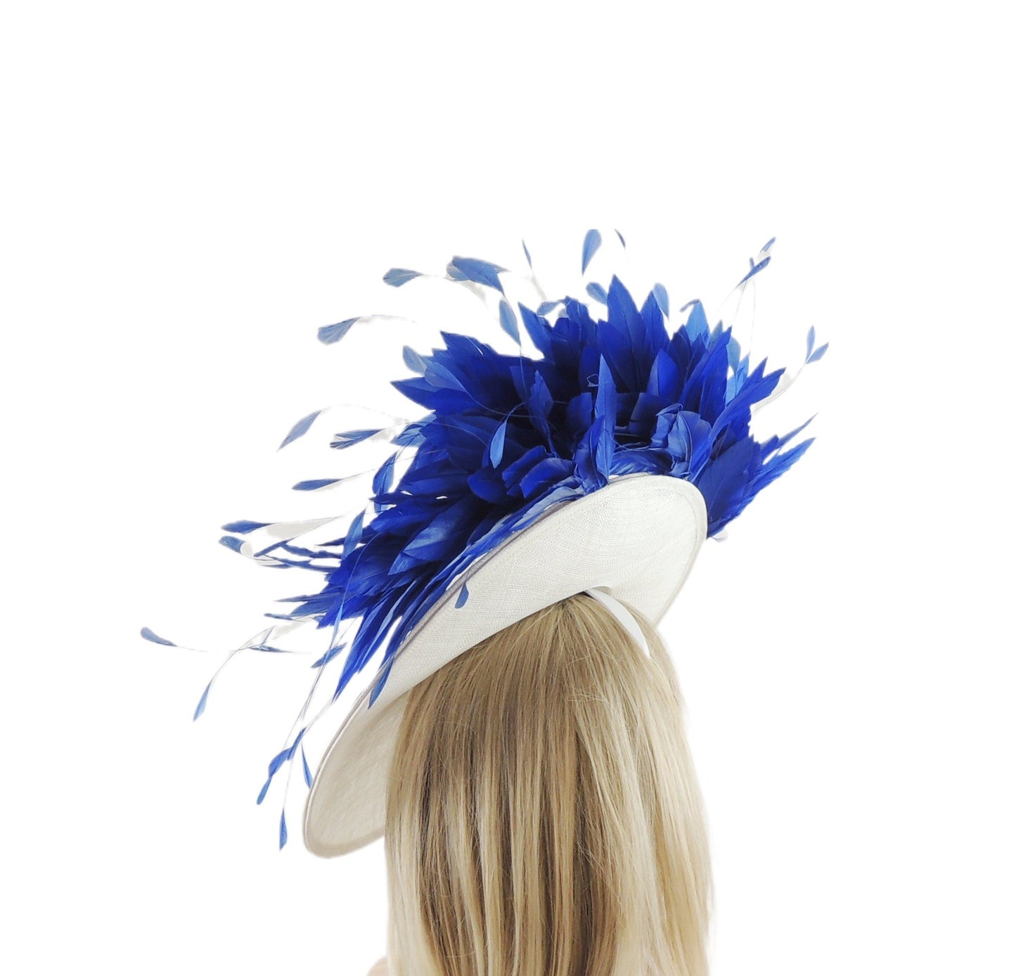 Royal Blue Fascinator Hats For Women,White Kentucky Derby Hat,Sapphire Ascot Hat,Cobalt Wedding Hat,White Tea Party Hat,Fasciantor Headband