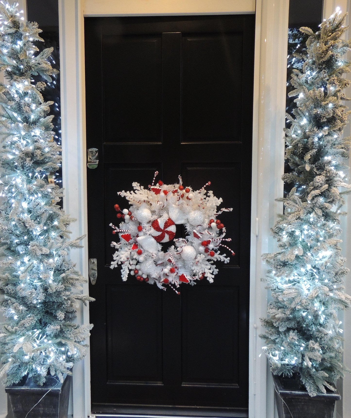 Luxury Candy Cane Red White Gum Ball Christmas Wreath Front Door Luxury Home Decorations Xmas Winter Mantle Decor Holiday Wreath Advent Swag