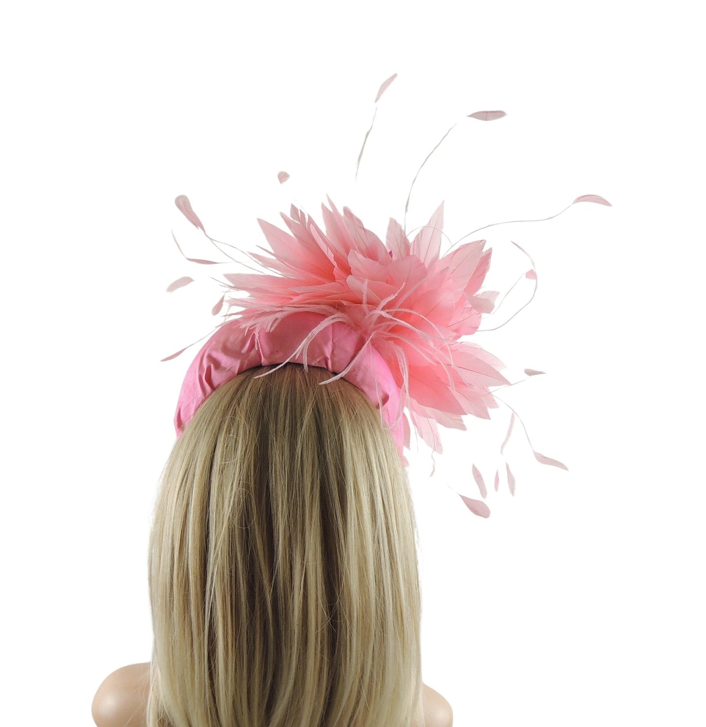 Hot Pink Candy Fuchsia Kentucky Derby Ascot Fascinator Hat Headpiece Hair Extra Wide Padded Crystal Tea Party Wedding Lunch