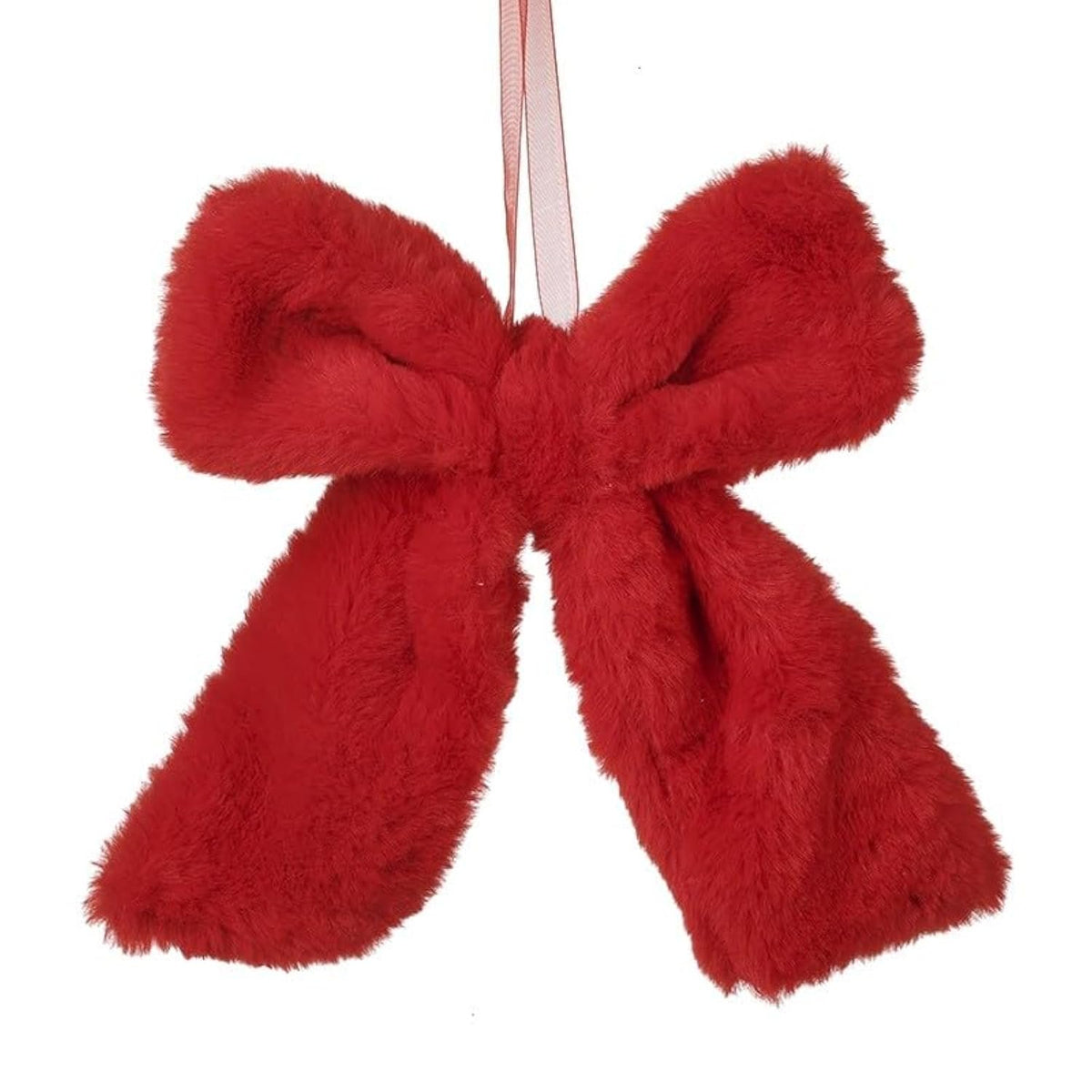 Large Fluffy Plush Hanging Bow Christmas Tree Ornament 20x25cm