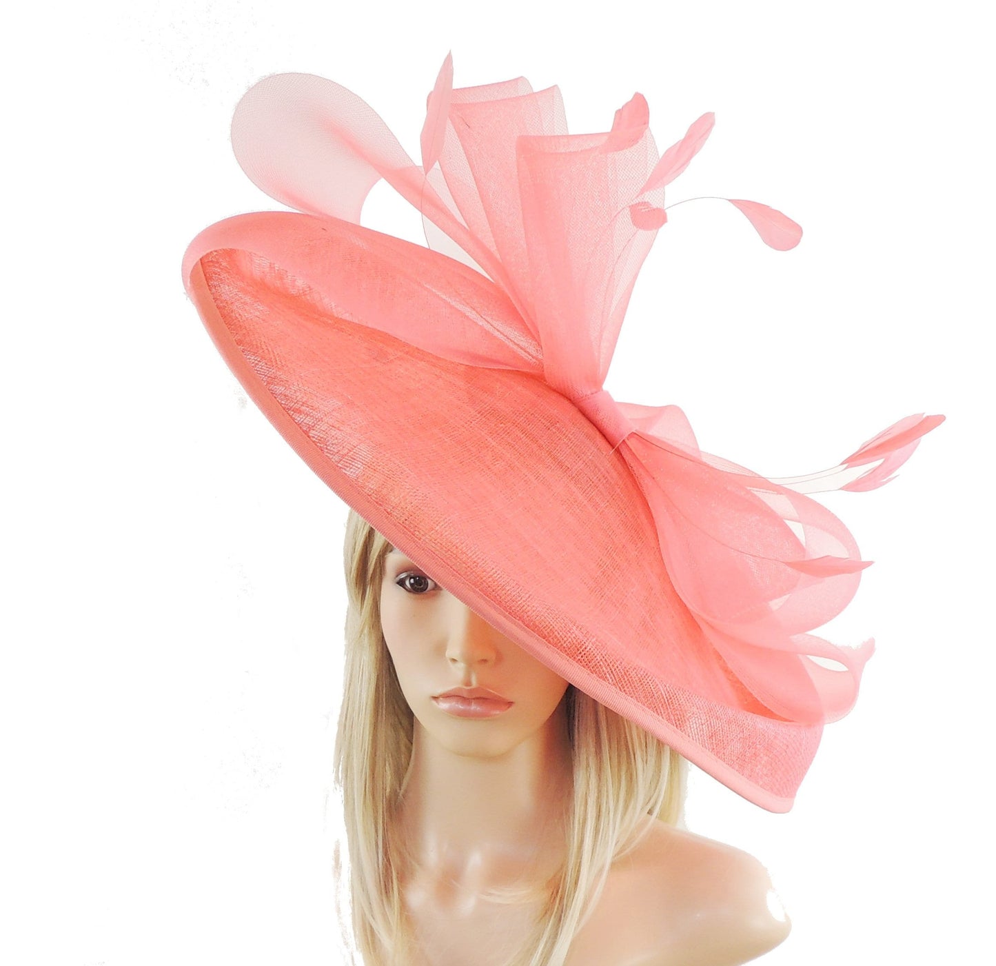 Coral Pink Hatinator Fascinator Royal Ascot Kentucky Derby Melburne Cup Weddings Cocktail Tea Party Ladies Day Headpiece Headwear Hat SALE