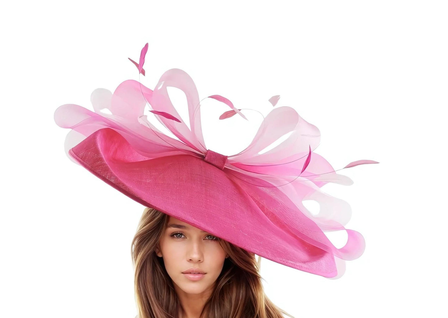 Fuchsia Hot Pink Baby Pink Statement Hatinator Kentucky Derby Fascinator Womens Ascot Headwear Ladies Day Hats Formal Occasion Fancy Hat