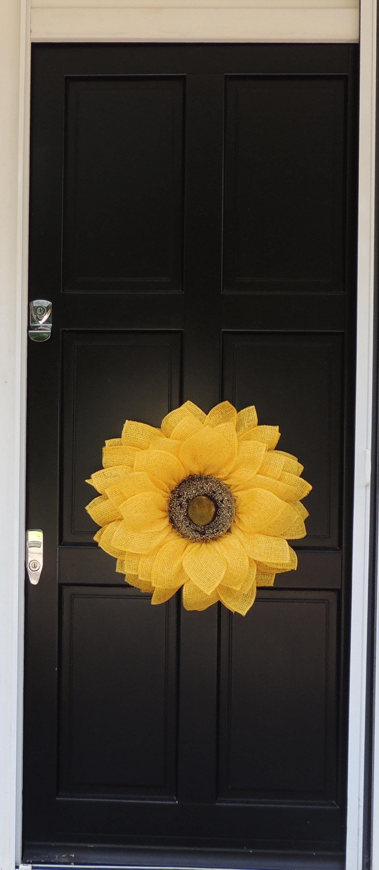 Yellow Sunflower Front Door Wreath Outdoor Summer Fall Decor Flower Hanger Wall Decoration Housewarming Gift Welcome Autumn Farmhouse Rustic