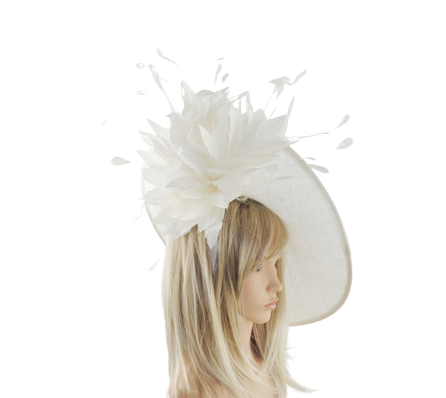 White Fascinator Hat Headpiece Kentucky Derby Ascot Wedding Race Days Ladies Special Occasion Tea Party Luncheon Mother Bride Breeders Cup