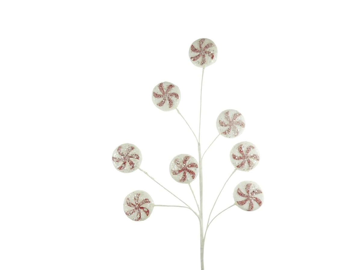 Frosted Peppermint Candy Christmas Tree Pick Decoration 66cm
