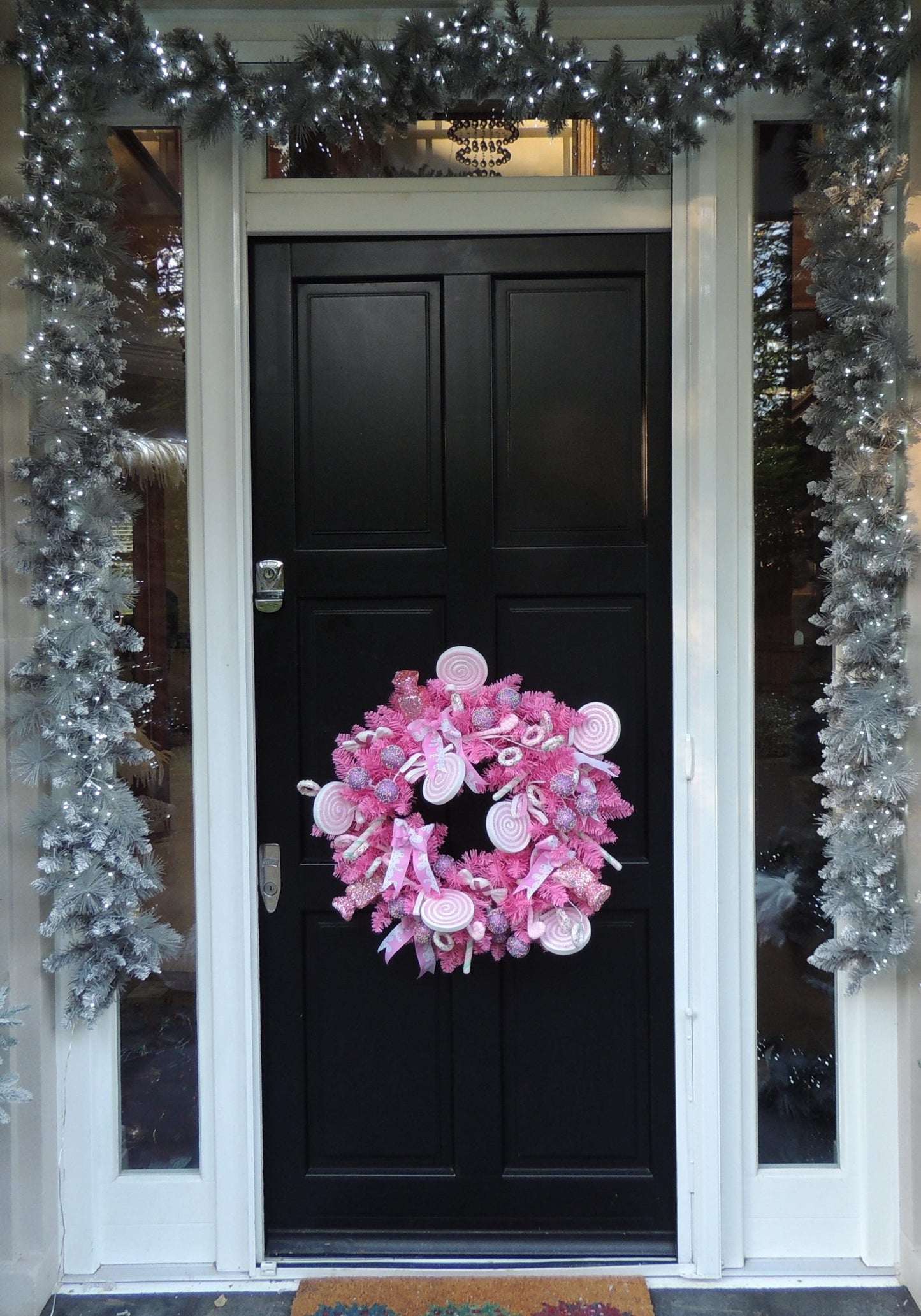 Luxury Pink Candy Shop Christmas Wreath Winter Outside Holiday Front Door Porch Wall Hanger Mantle Home Decor Decoration Designer Gift Cute