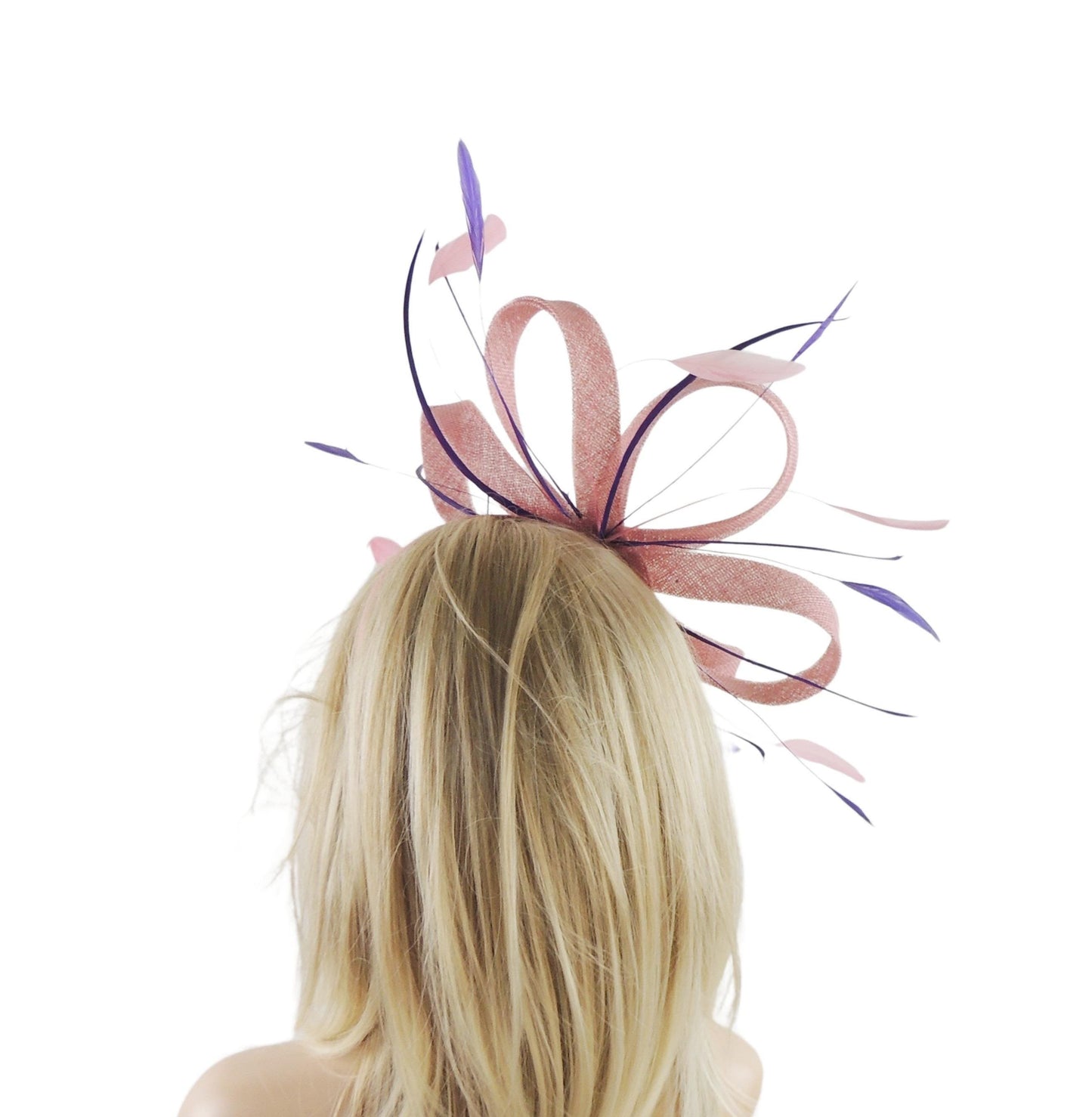 Dusky Pink Purple Fascinator Hat Kentucky Derby Ascot Tea Party Wedding Headband Cocktail Bow Small Headpiece SALE Blush