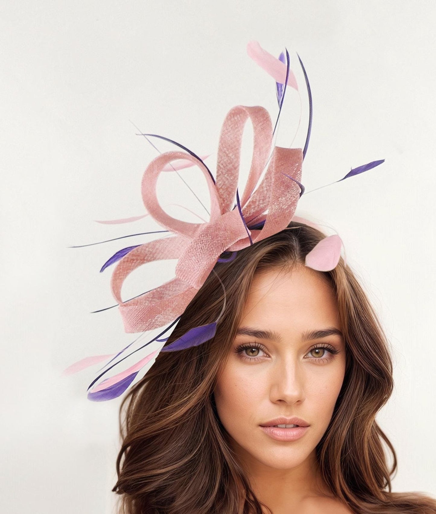 Dusky Pink Purple Fascinator Hat Kentucky Derby Ascot Tea Party Wedding Headband Cocktail Bow Small Headpiece SALE Blush