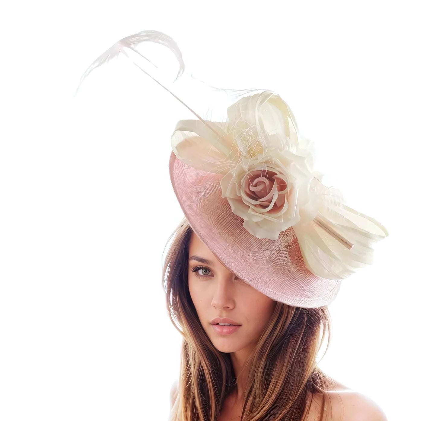 Dusky Pink Cream Fascinator Hat Women Kentucky Derby Oaks Weddings Royal Ascot Formal Occasions Bridal Party Cocktail Blush Off White Ivory