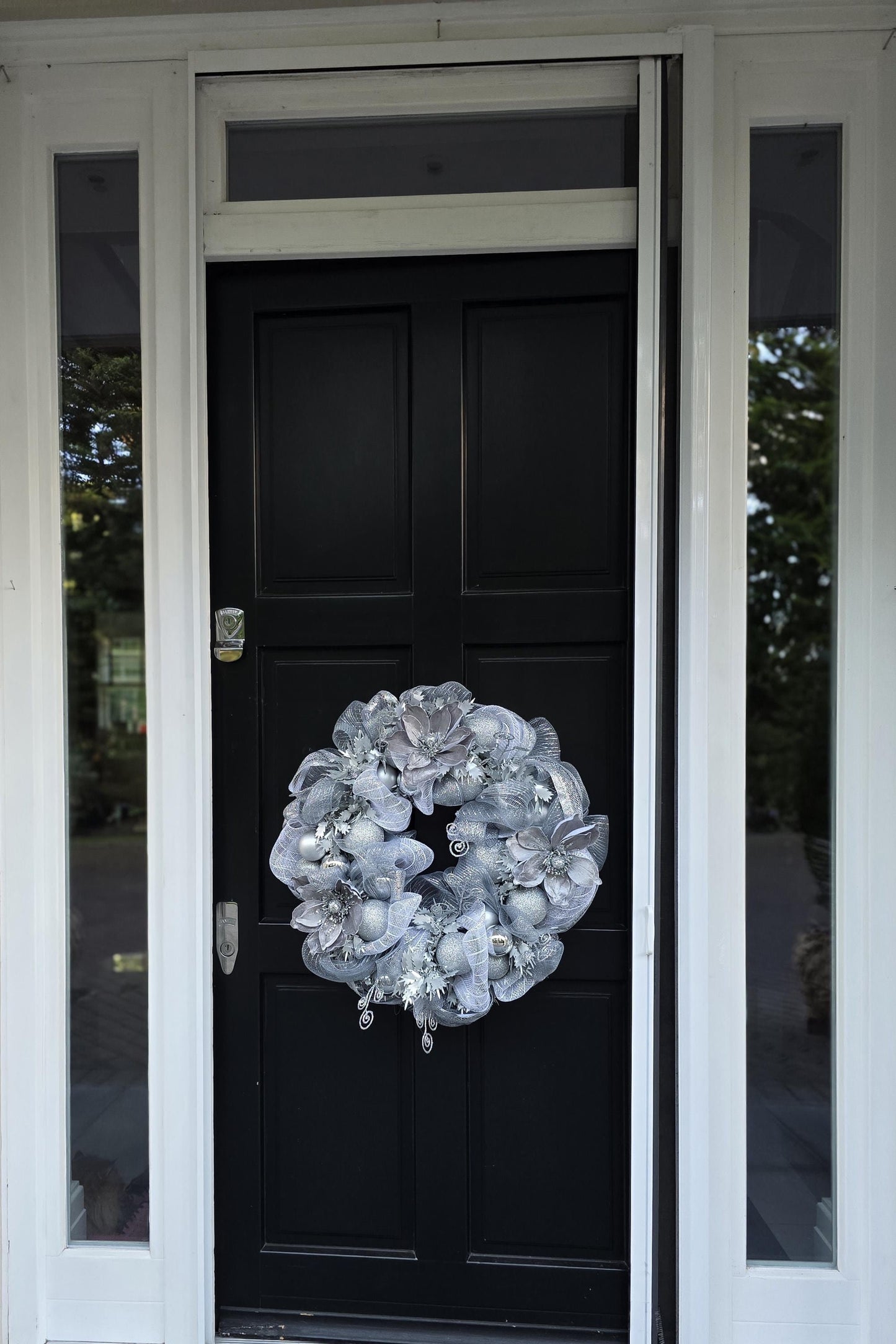 Silver Luxury Christmas Wreath Front Door Luxury Home Decorations Xmas Winter Mantle Decor Holiday Wreath Advent Swag Silver Theme