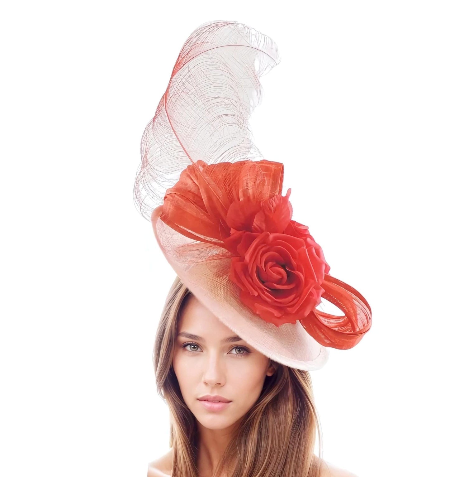 Candy Pink Red Saucer Disc Kentucky Derby Fascinator Hat Royal Ascot Wedding Hatinator Cocktail Formal Womens Races Tea Party Hats Custom