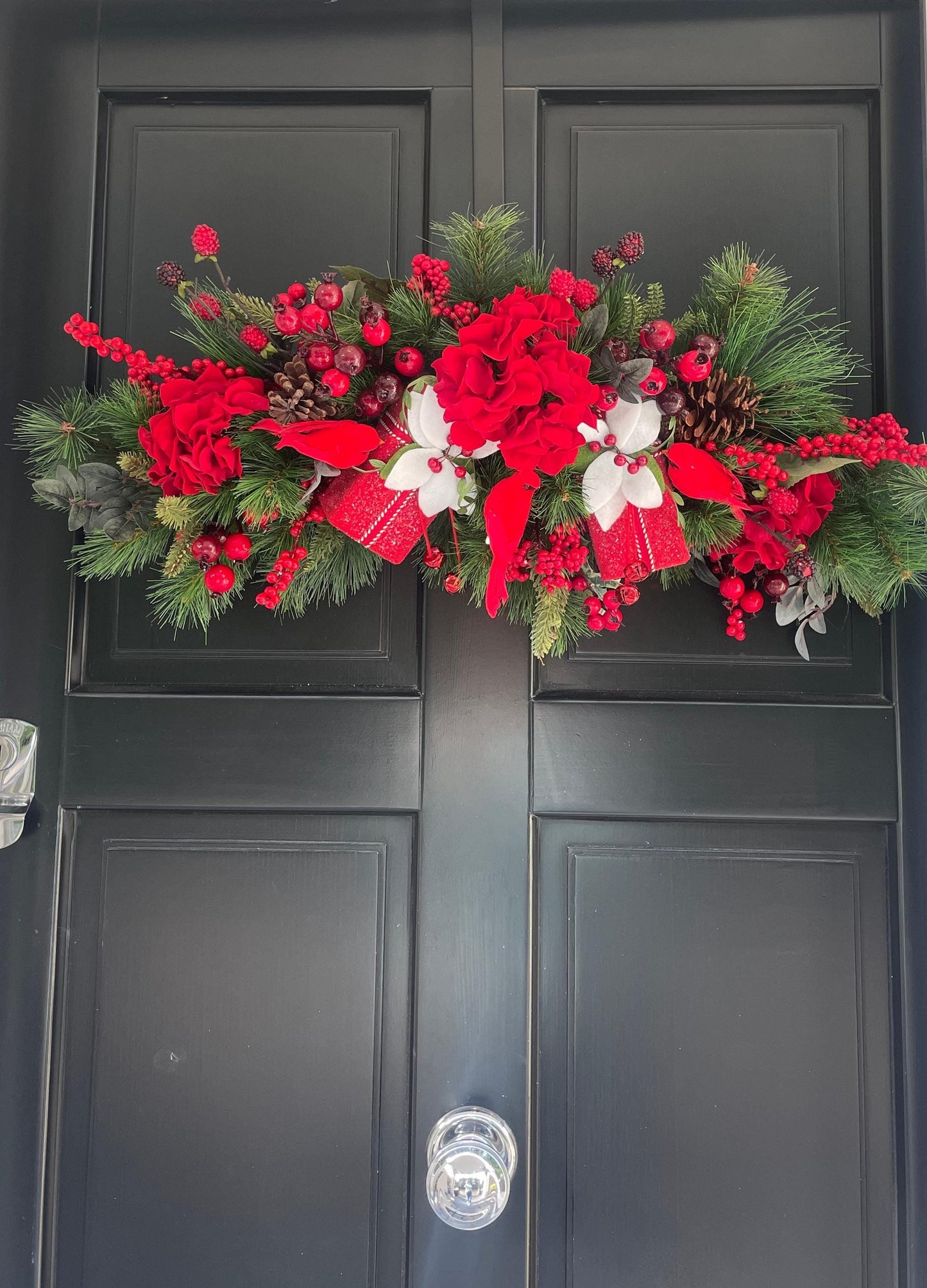 Traditional Red Green Christmas Wreath Front Door Luxury Home Decorations Xmas Winter Mantle Decor Holiday Wreath Advent Swag Xmas Farmhouse