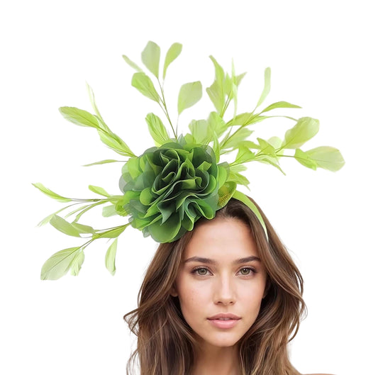 Lime Green Feather Kentucky Derby Fascinator Hat Wedding Cocktail Garden Party Ascot Formal Occasion Race Woman Headwear Apple Acid Citrus