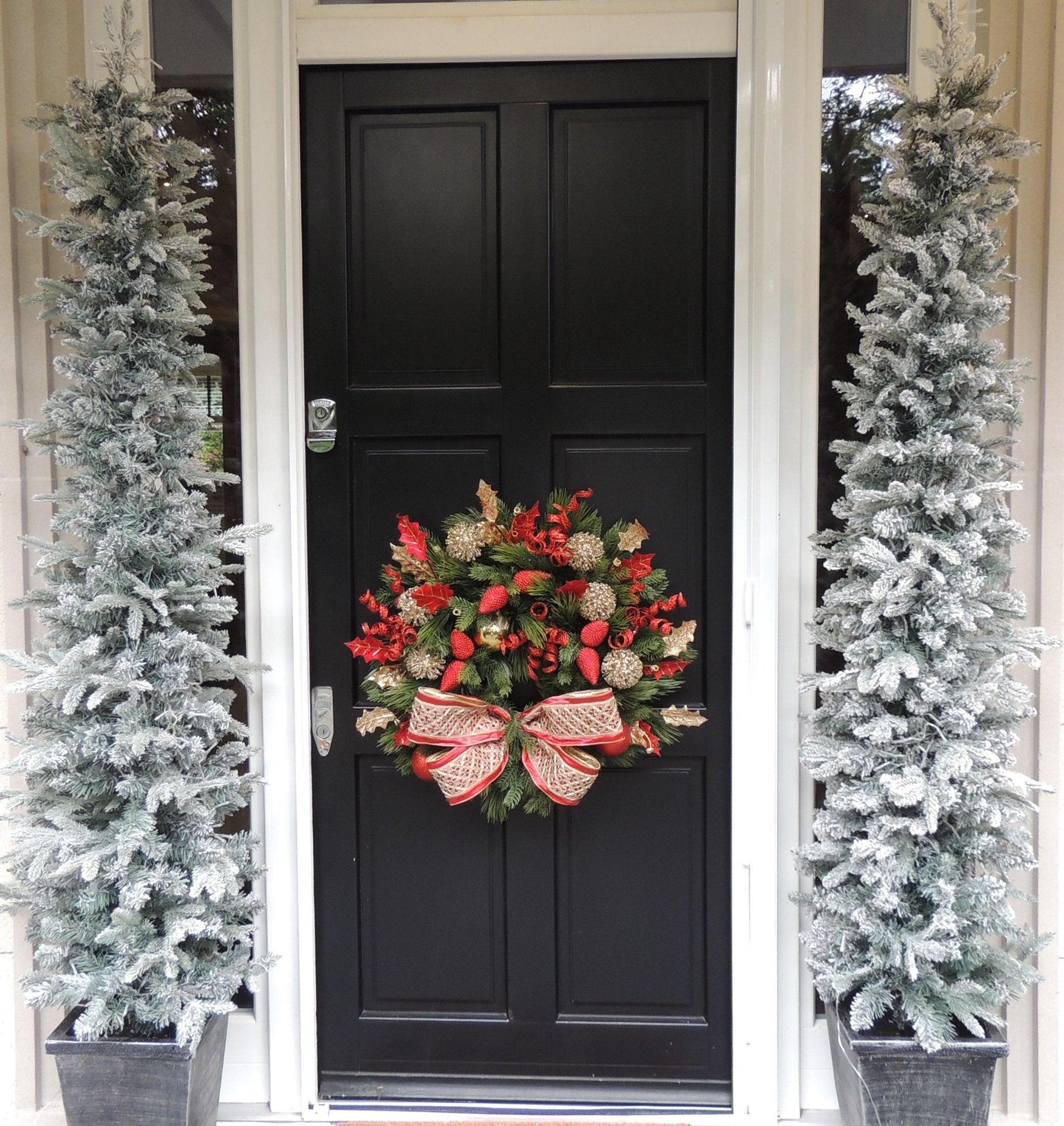 Luxury Christmas Wreath For Front Door, Fireplace Mantle, Luxury Home Decorations, Red Green Xmas, Winter Mantle Decor, Designer Wreath