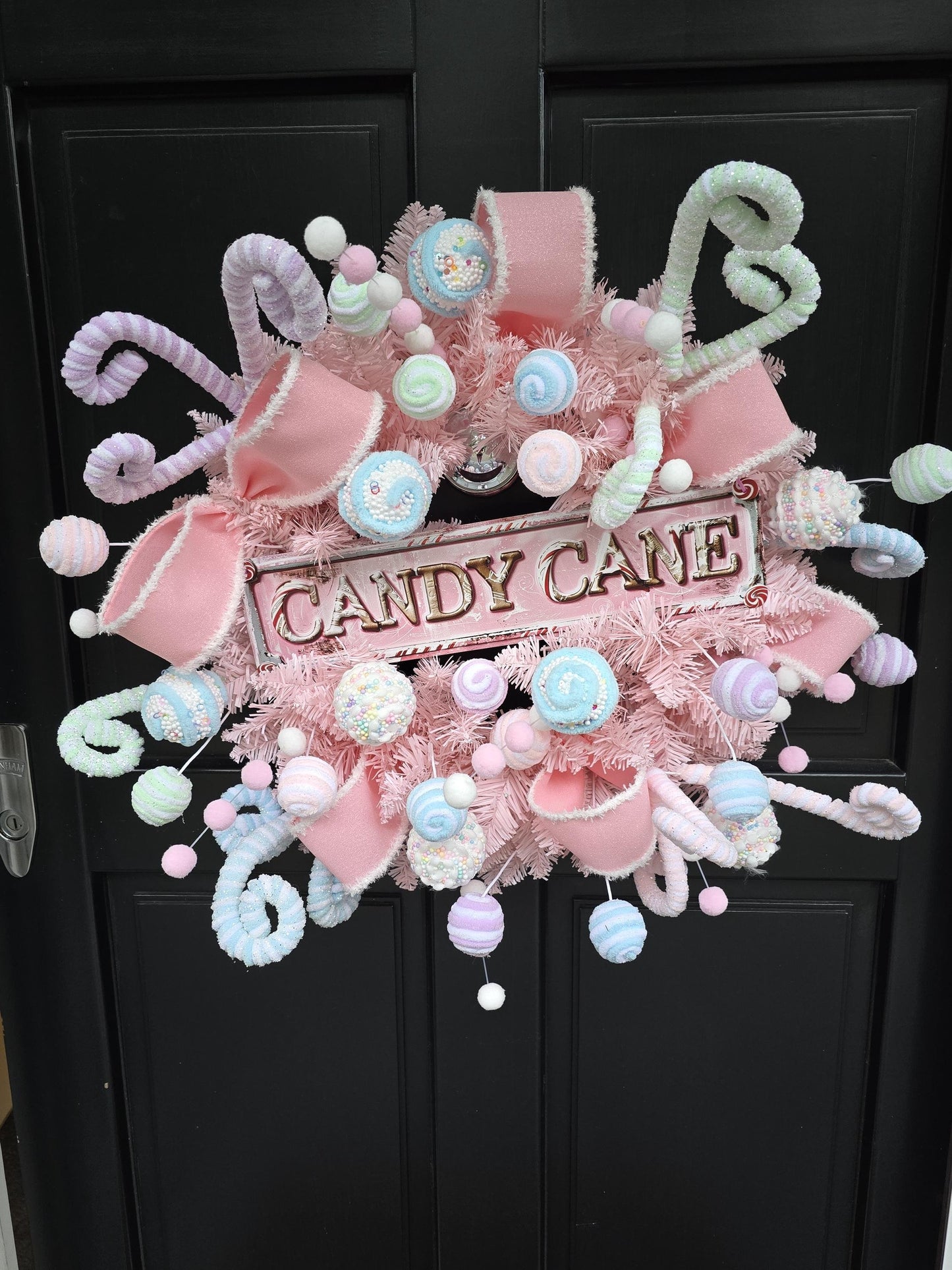Luxury Candy Shop Pink Pastel Sweets Christmas Wreath Front Door Luxury Home Decorations Xmas Winter Mantle Decor Holiday Wreath Advent Swag